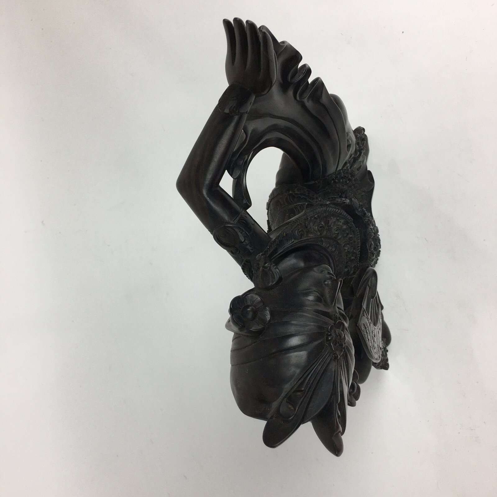 Indonesia Wood Carving Statue Vtg Bali Island Folk Craft Dark Brown BD699