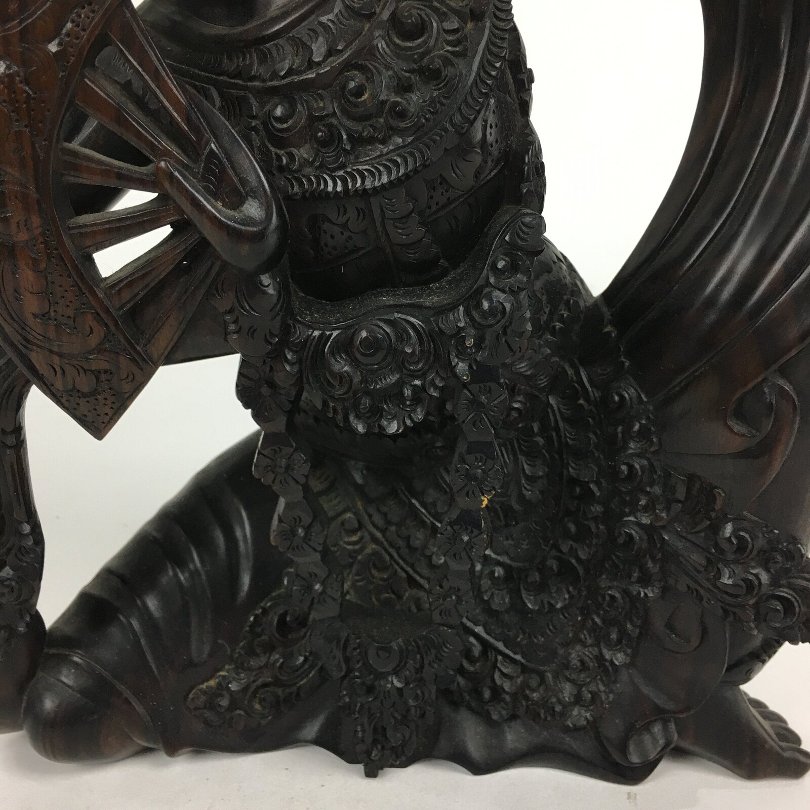 Indonesia Wood Carving Statue Vtg Bali Island Folk Craft Dark Brown BD699