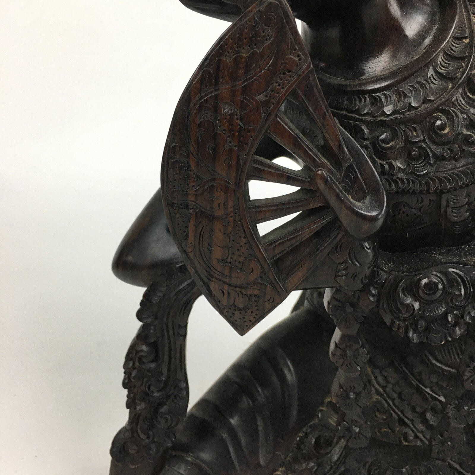 Indonesia Wood Carving Statue Vtg Bali Island Folk Craft Dark Brown BD699