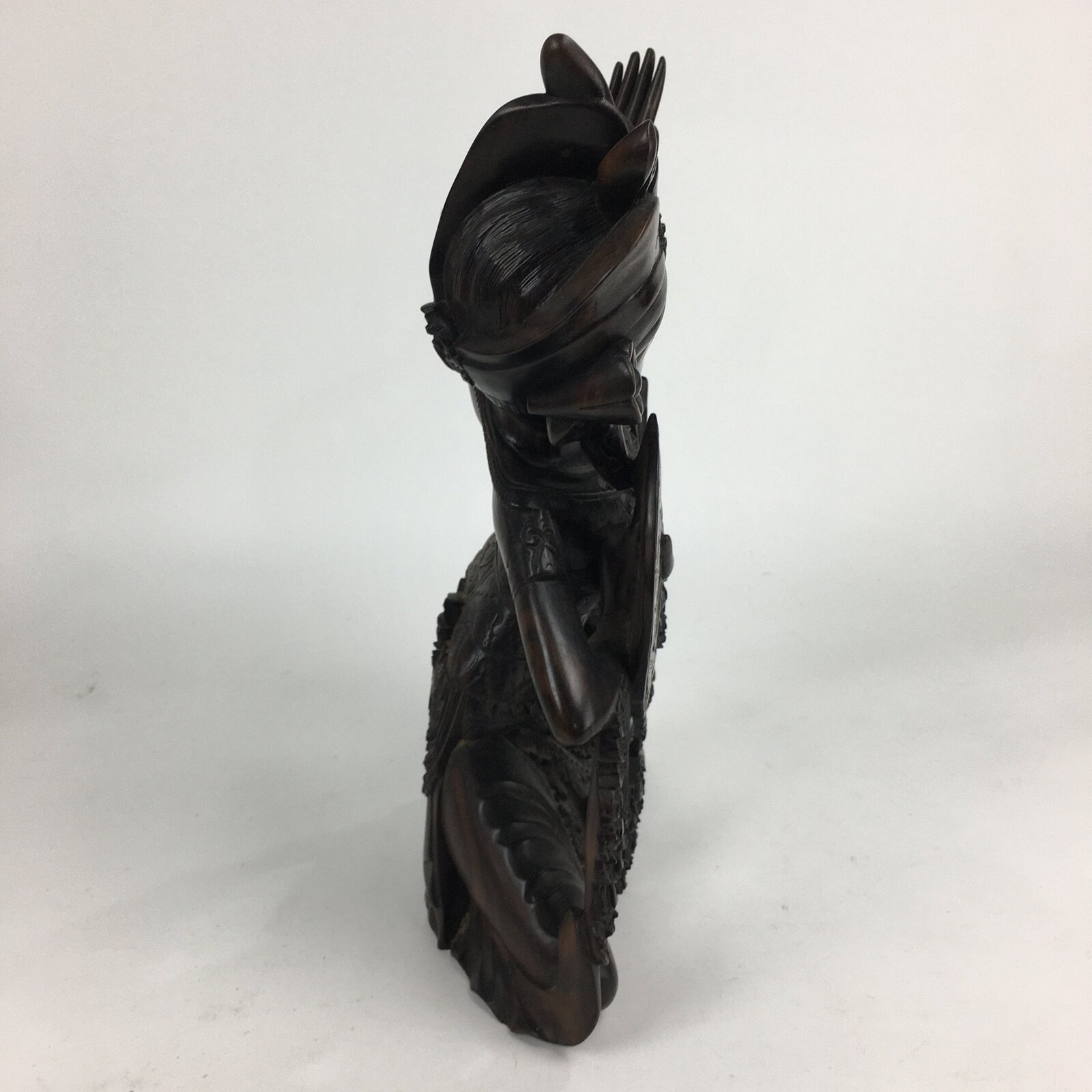 Indonesia Wood Carving Statue Vtg Bali Island Folk Craft Dark Brown BD699