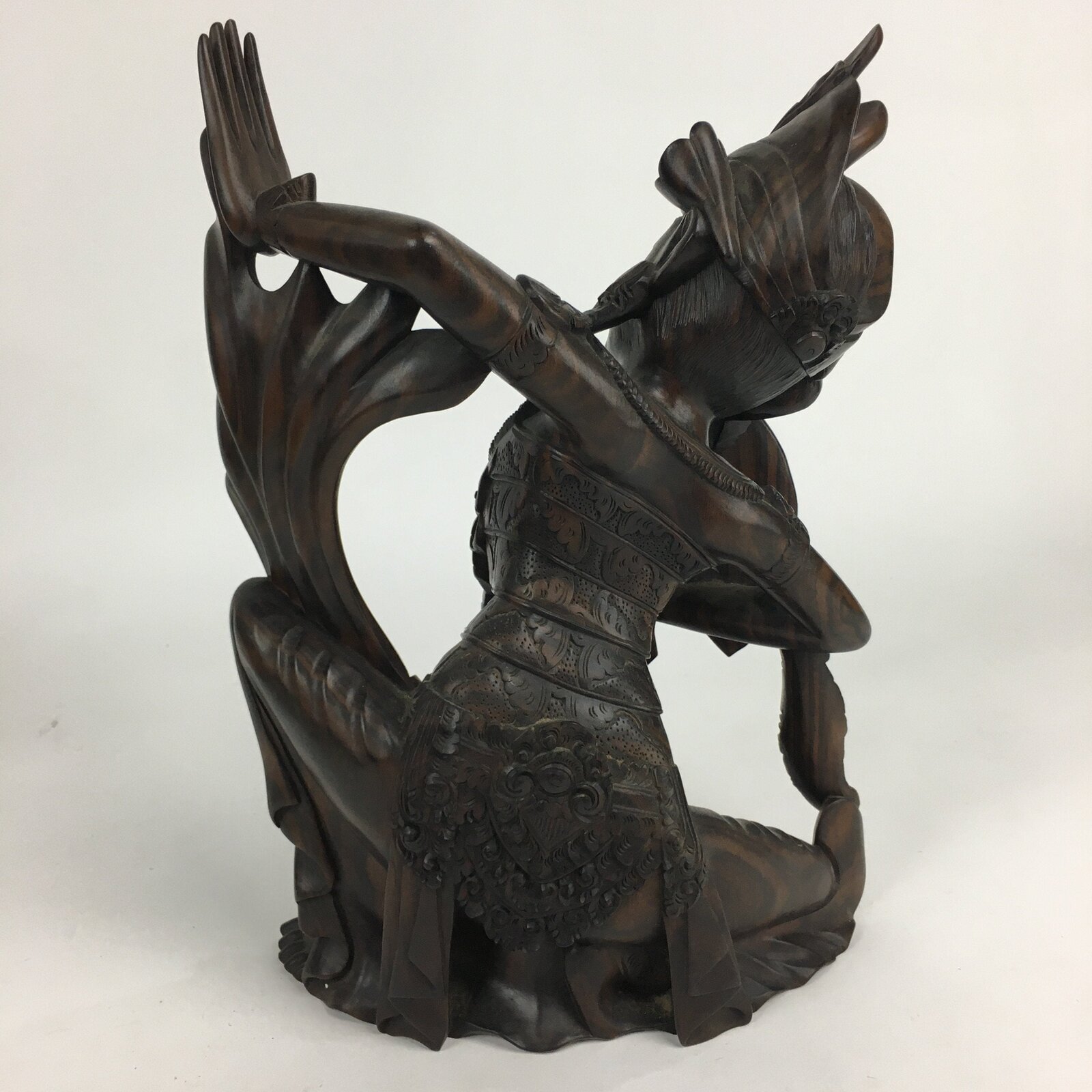 Indonesia Wood Carving Statue Vtg Bali Island Folk Craft Dark Brown BD699