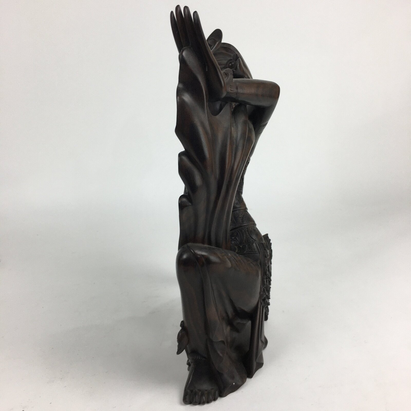 Indonesia Wood Carving Statue Vtg Bali Island Folk Craft Dark Brown BD699