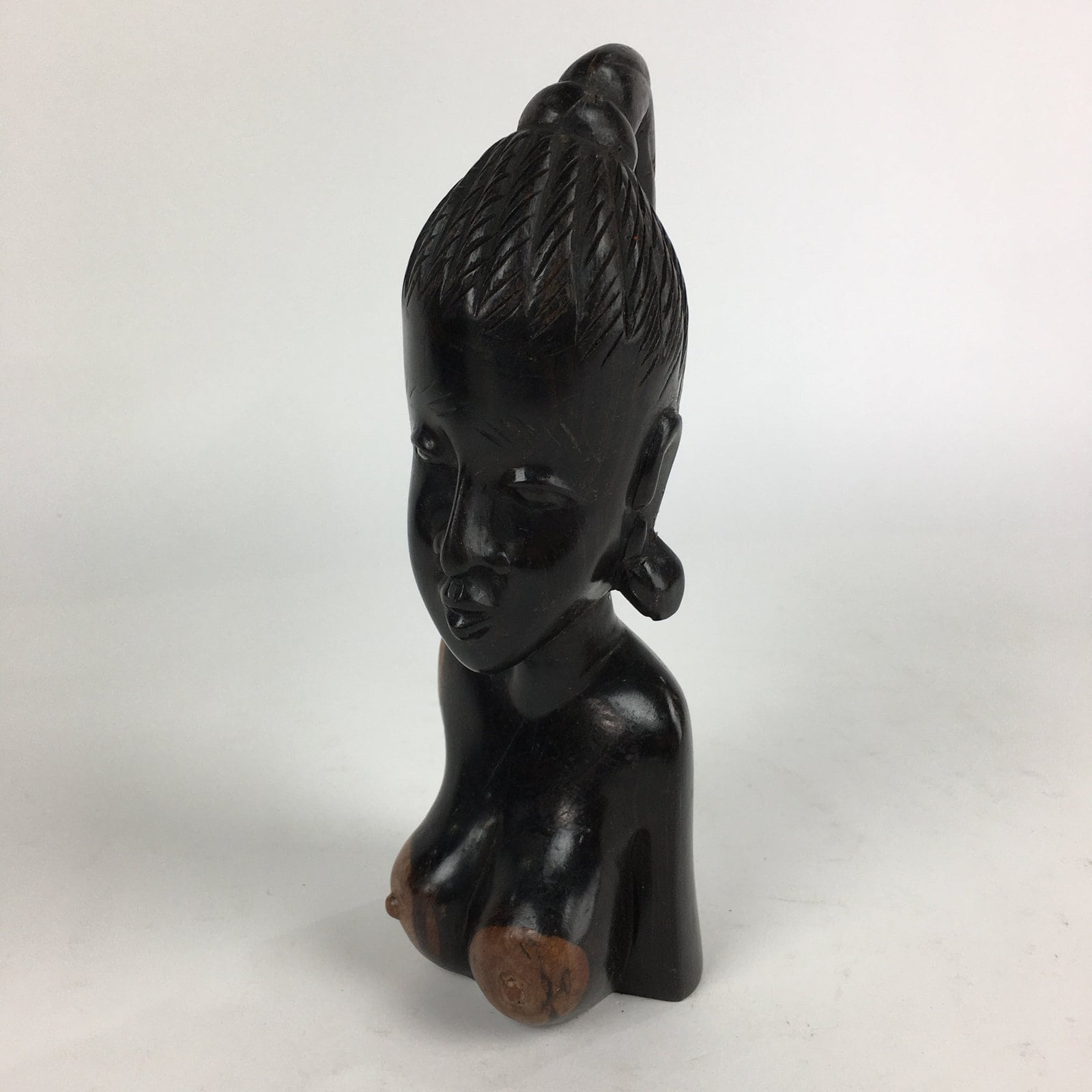 Indonesia Wood Carving Statue Vtg Bali Island Folk Craft Woman BD811