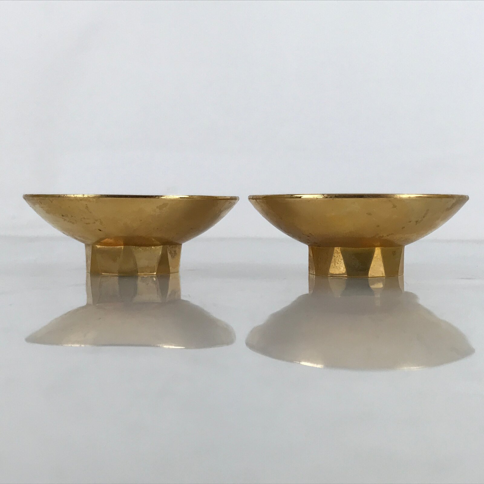 Japanese 24K GP Gold Plated Drinking Sake Cup Vtg 2pc Sakazuki Set w/Box PX749