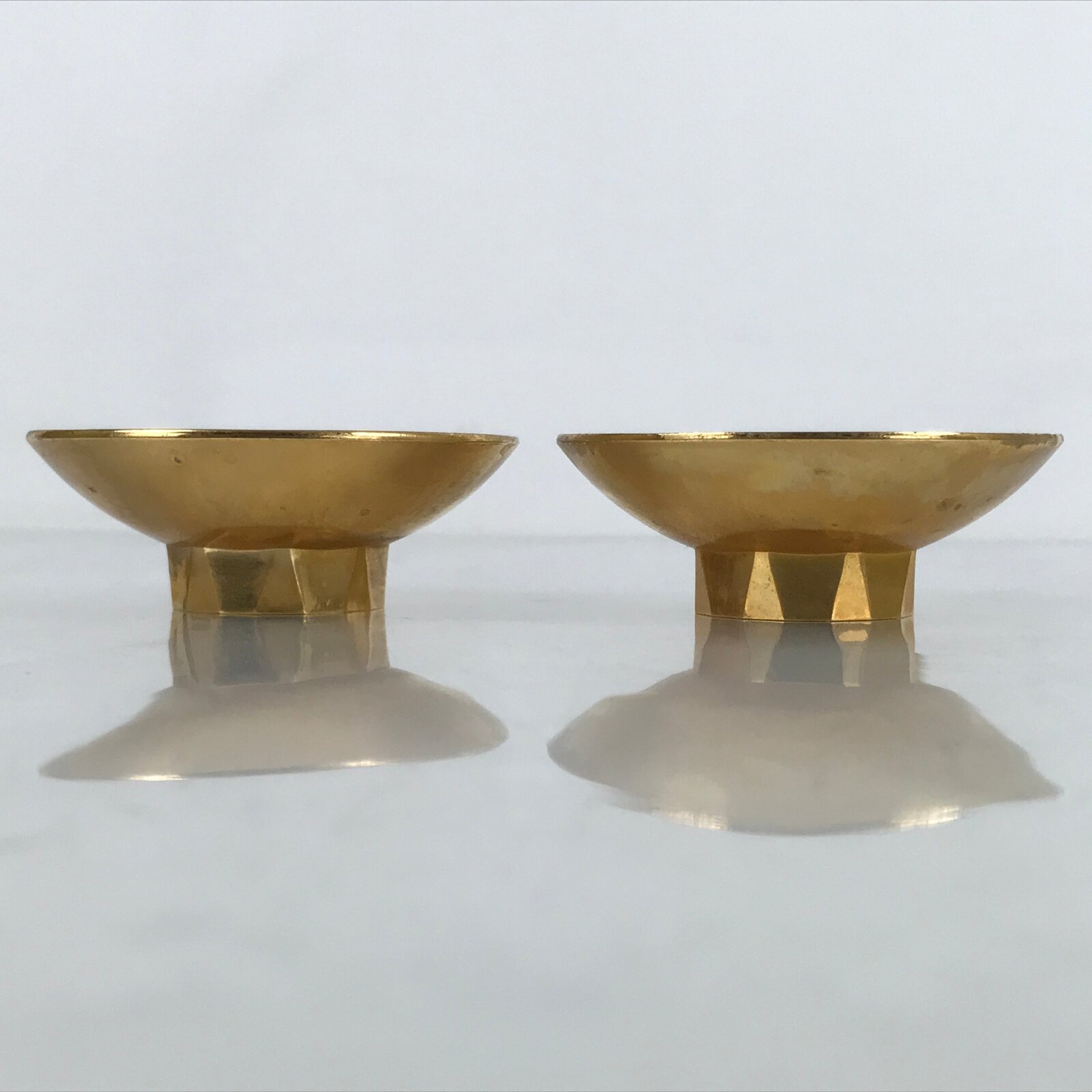 Japanese 24K GP Gold Plated Drinking Sake Cup Vtg 2pc Sakazuki Set w/Box PX749