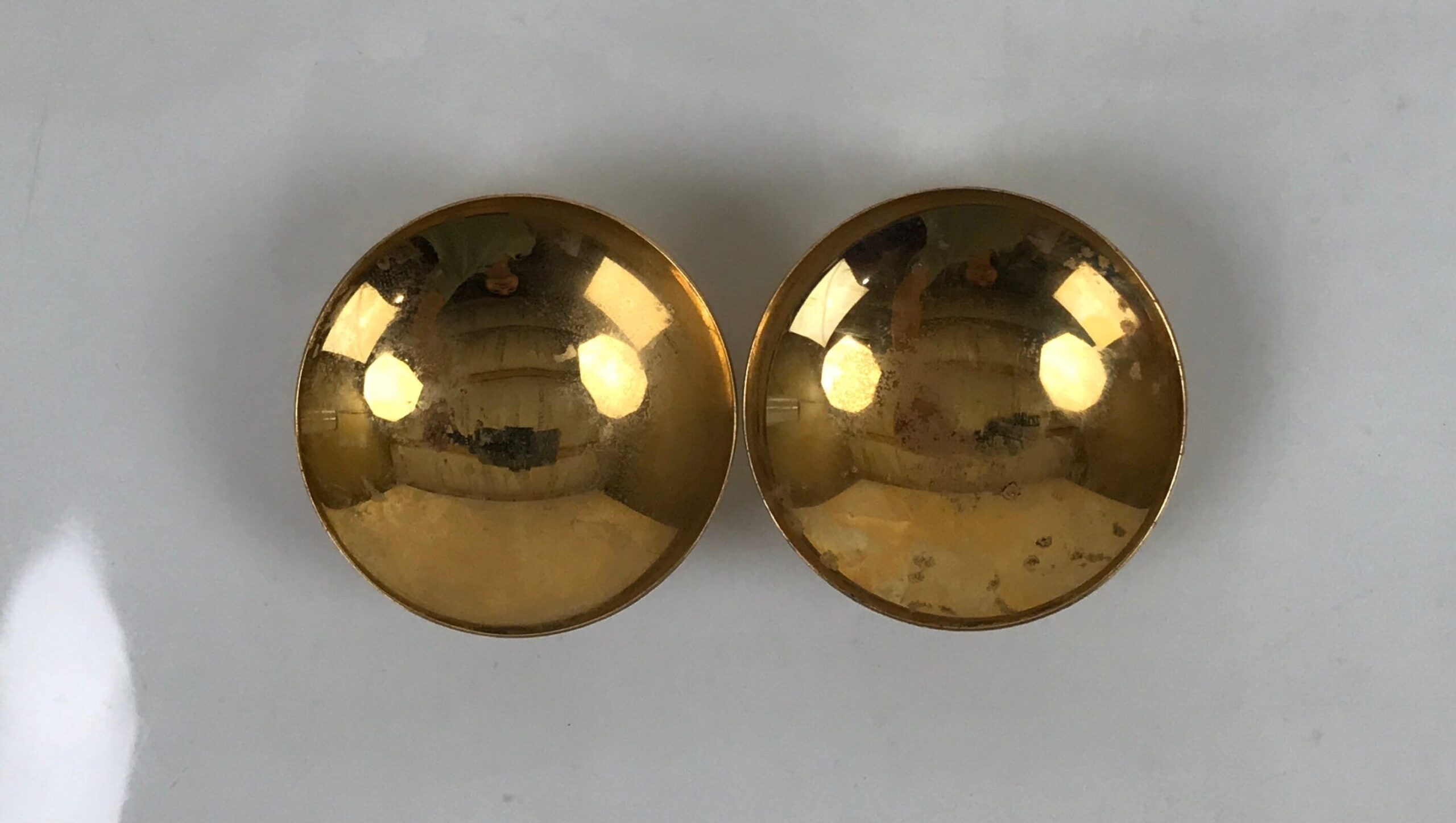 Japanese 24K GP Gold Plated Drinking Sake Cup Vtg 2pc Sakazuki Set w/Box PX749