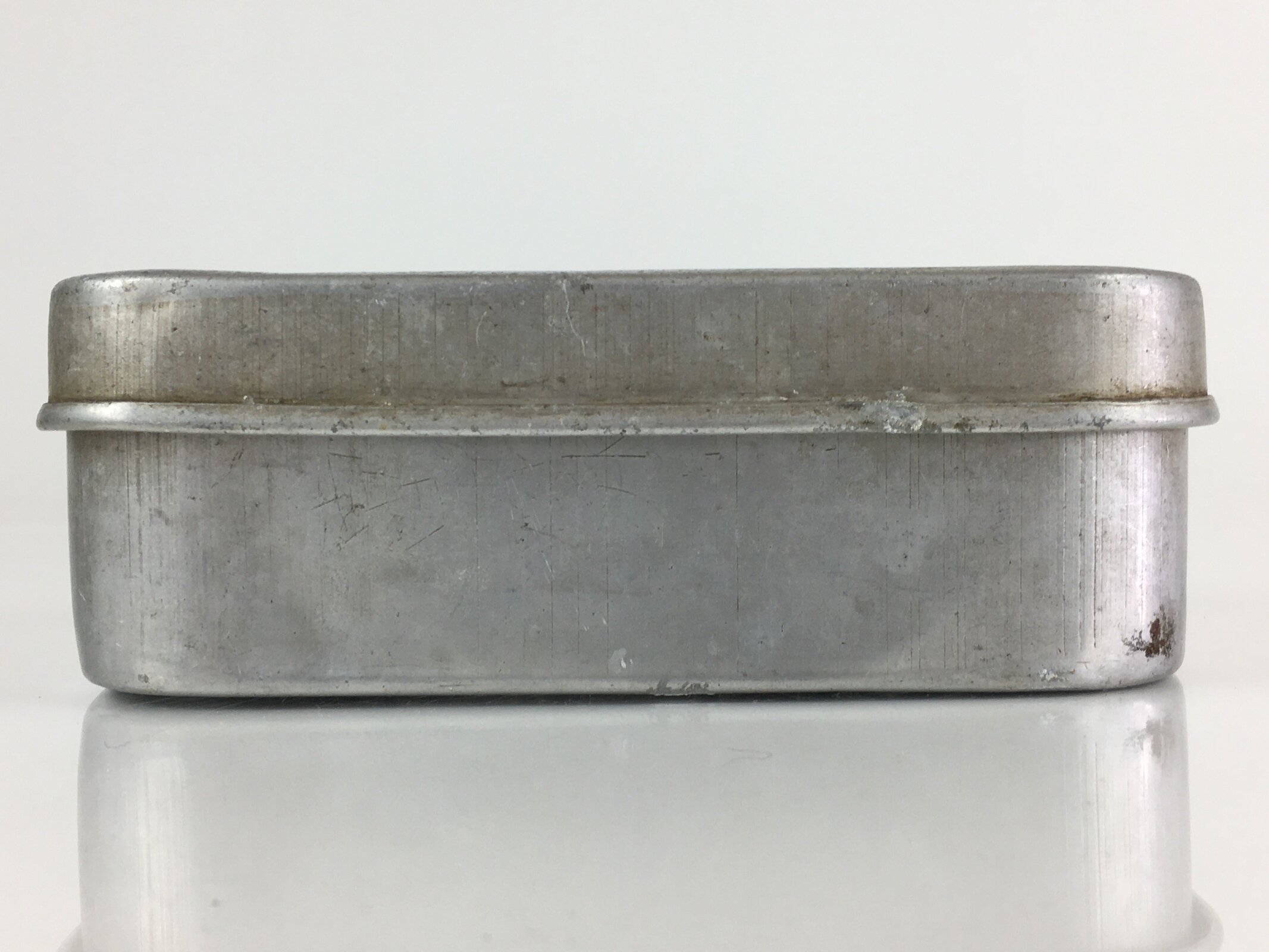 Japanese Aluminum Bento Box Vtg Lunch Box Lidded Container Silver JK397