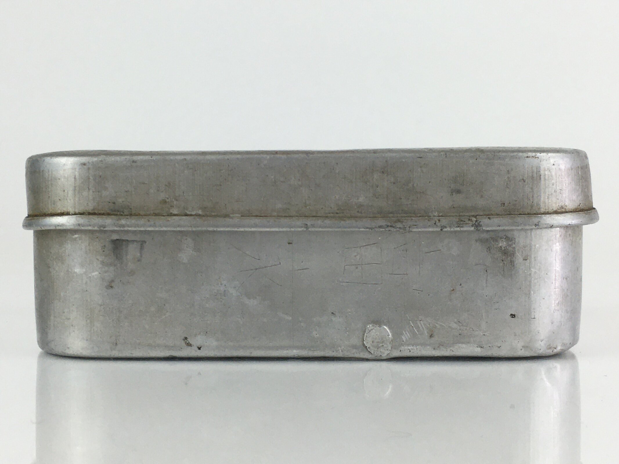 Japanese Aluminum Bento Box Vtg Lunch Box Lidded Container Silver JK397
