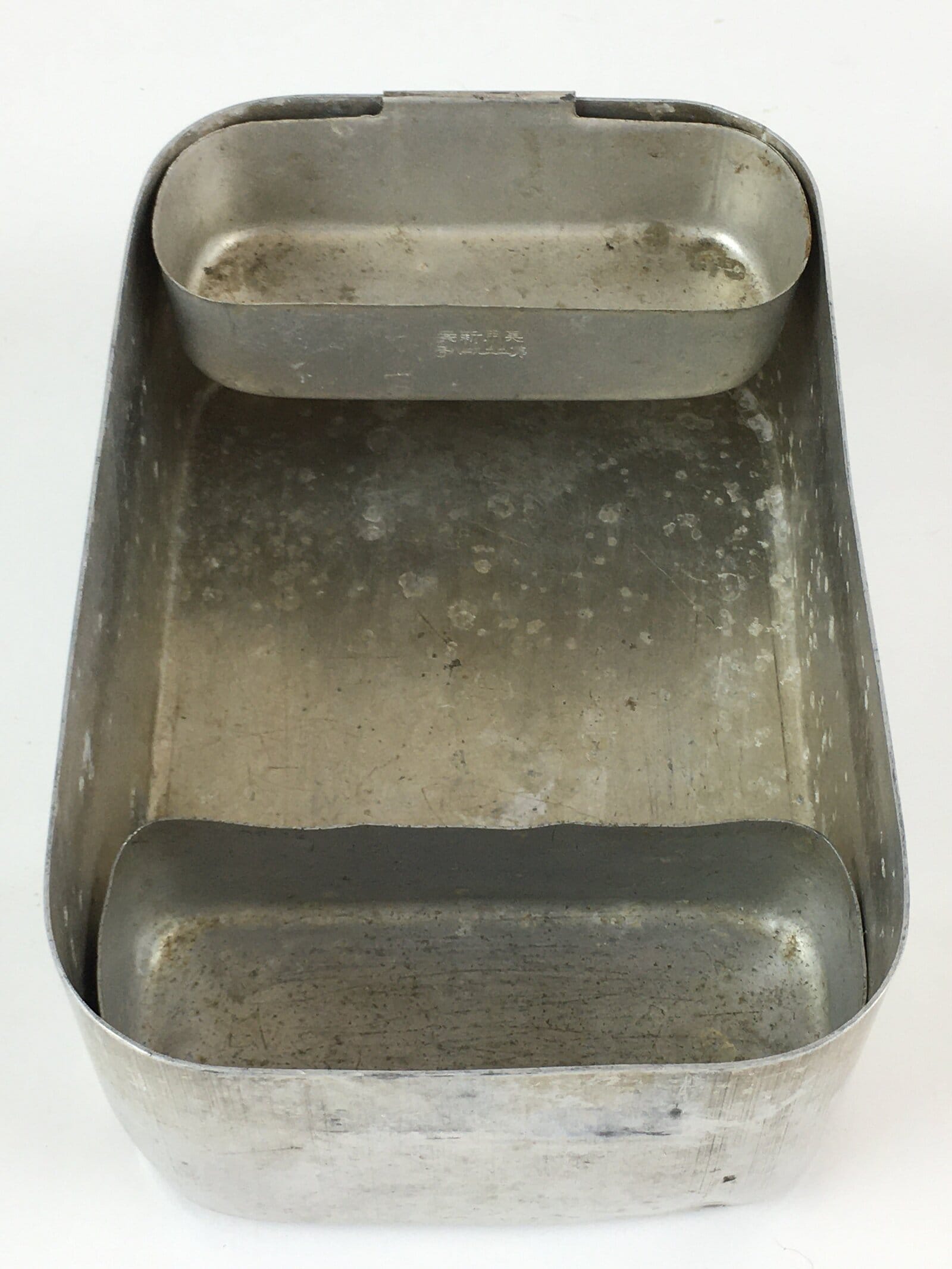 Japanese Aluminum Bento Box Vtg Lunch Box Lidded Container Silver JK397