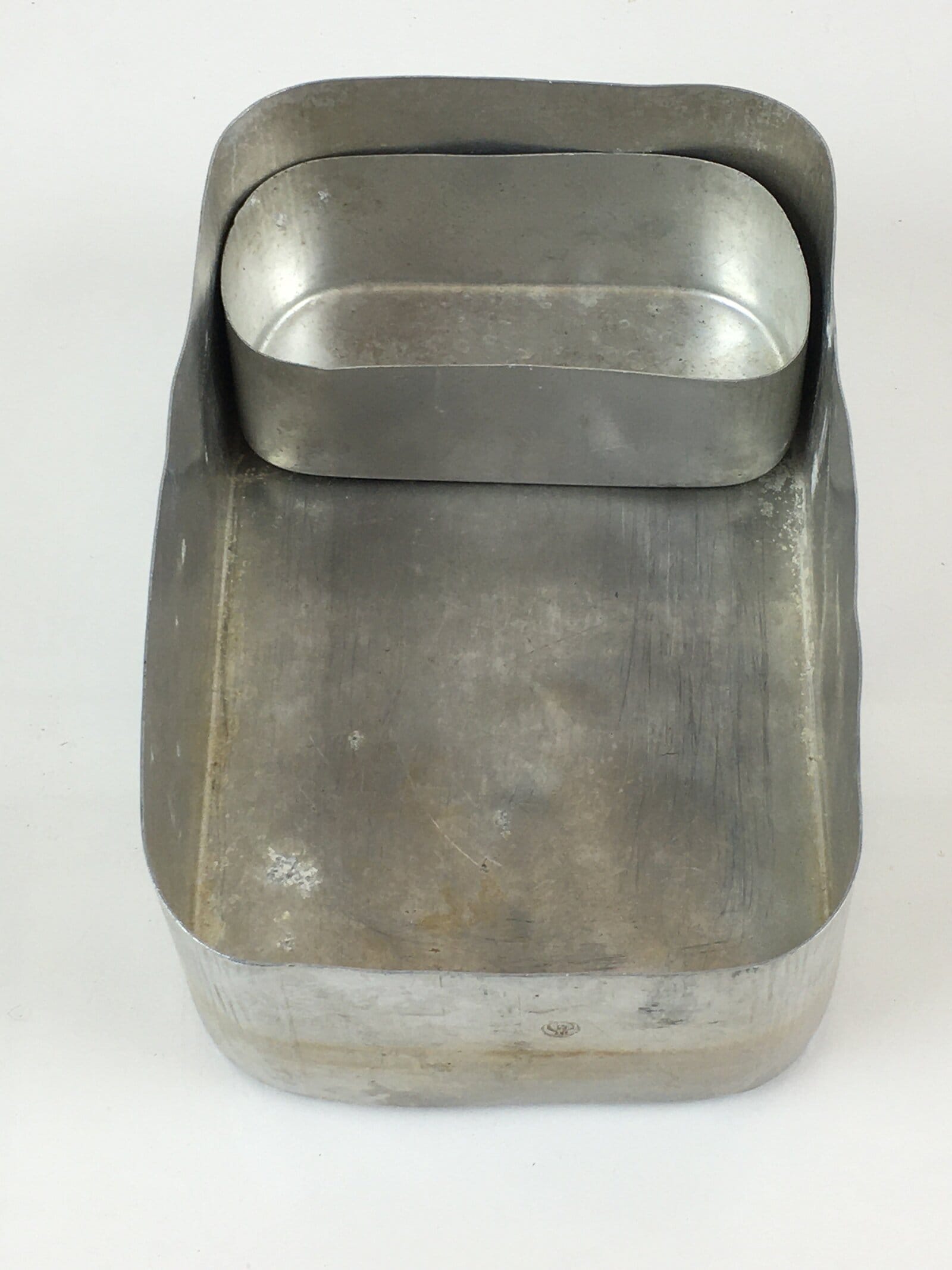 Japanese Aluminum Bento Box Vtg Lunch Box Lidded Container Silver JK398