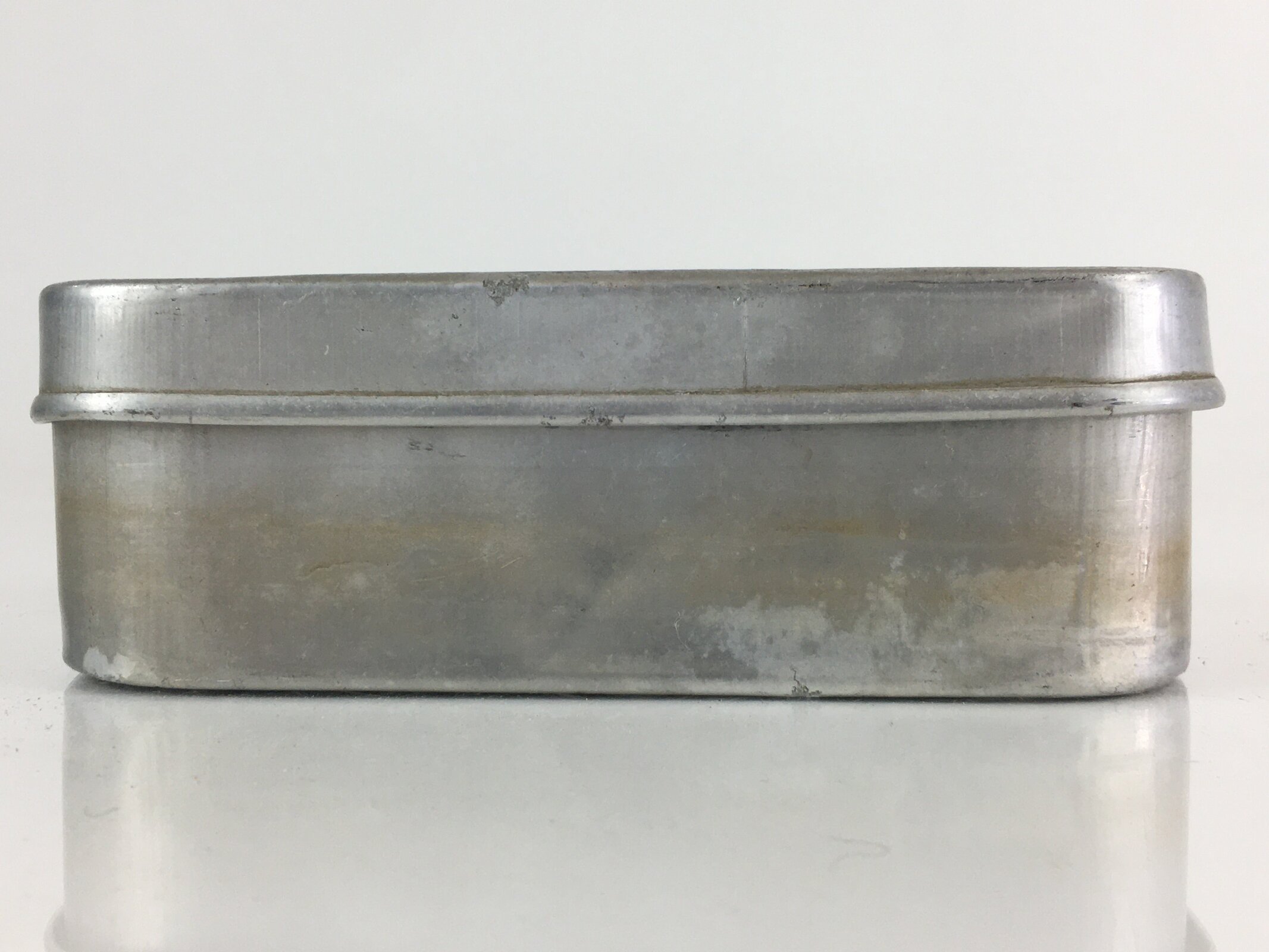 Japanese Aluminum Bento Box Vtg Lunch Box Lidded Container Silver JK398