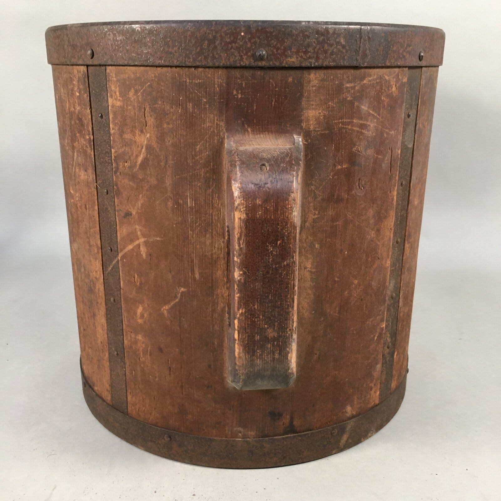 Japanese Antique Handmade Wooden Rice Bucket Masu Brown JK182