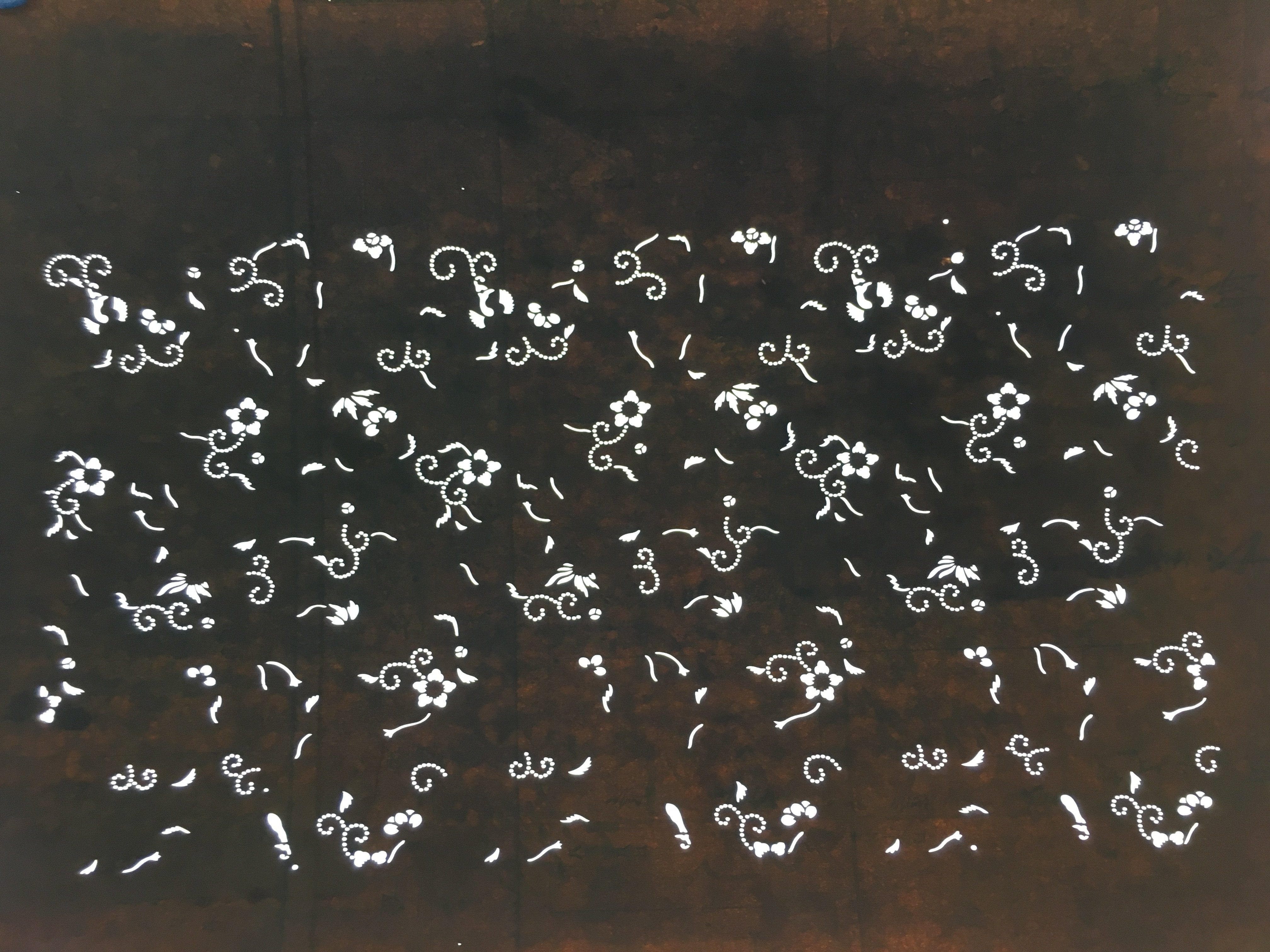 Japanese Antique Ise Katagami Kimono Stencil Edo Era Plus Floral Pattern A314