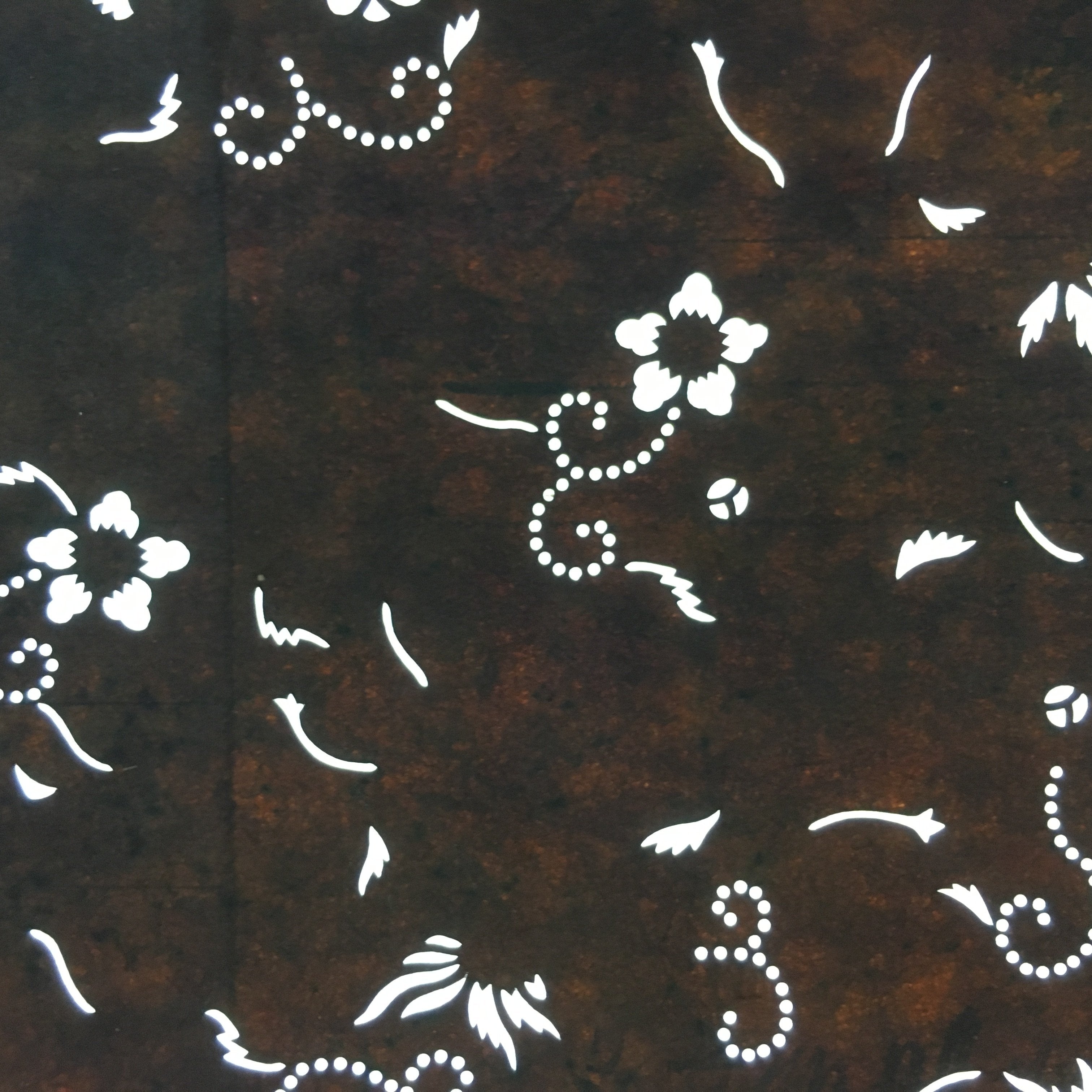 Japanese Antique Ise Katagami Kimono Stencil Edo Era Plus Floral Pattern A314