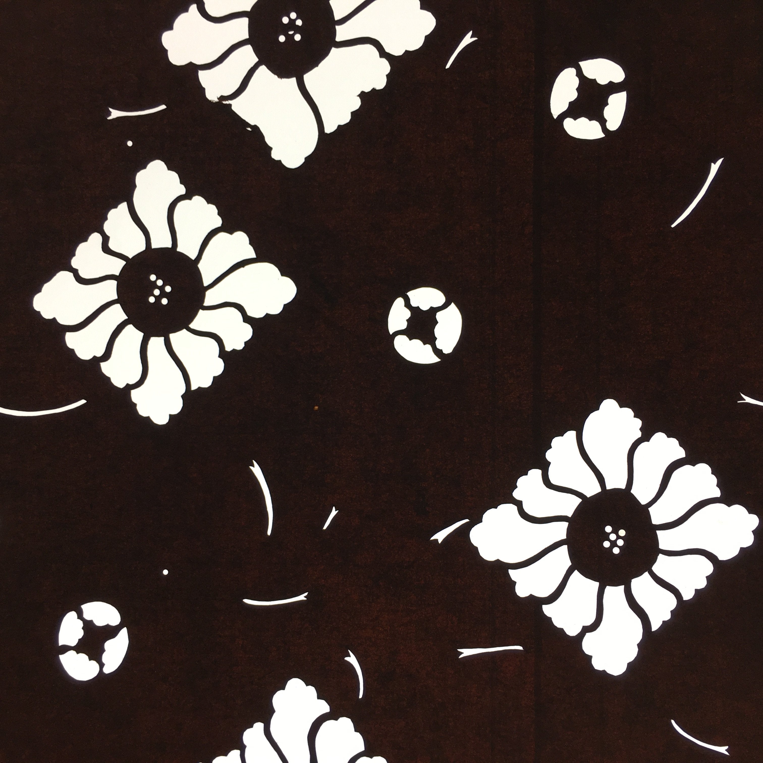 Japanese Antique Ise Katagami Kimono Stencil Edo Era Plus Floral Pattern A337