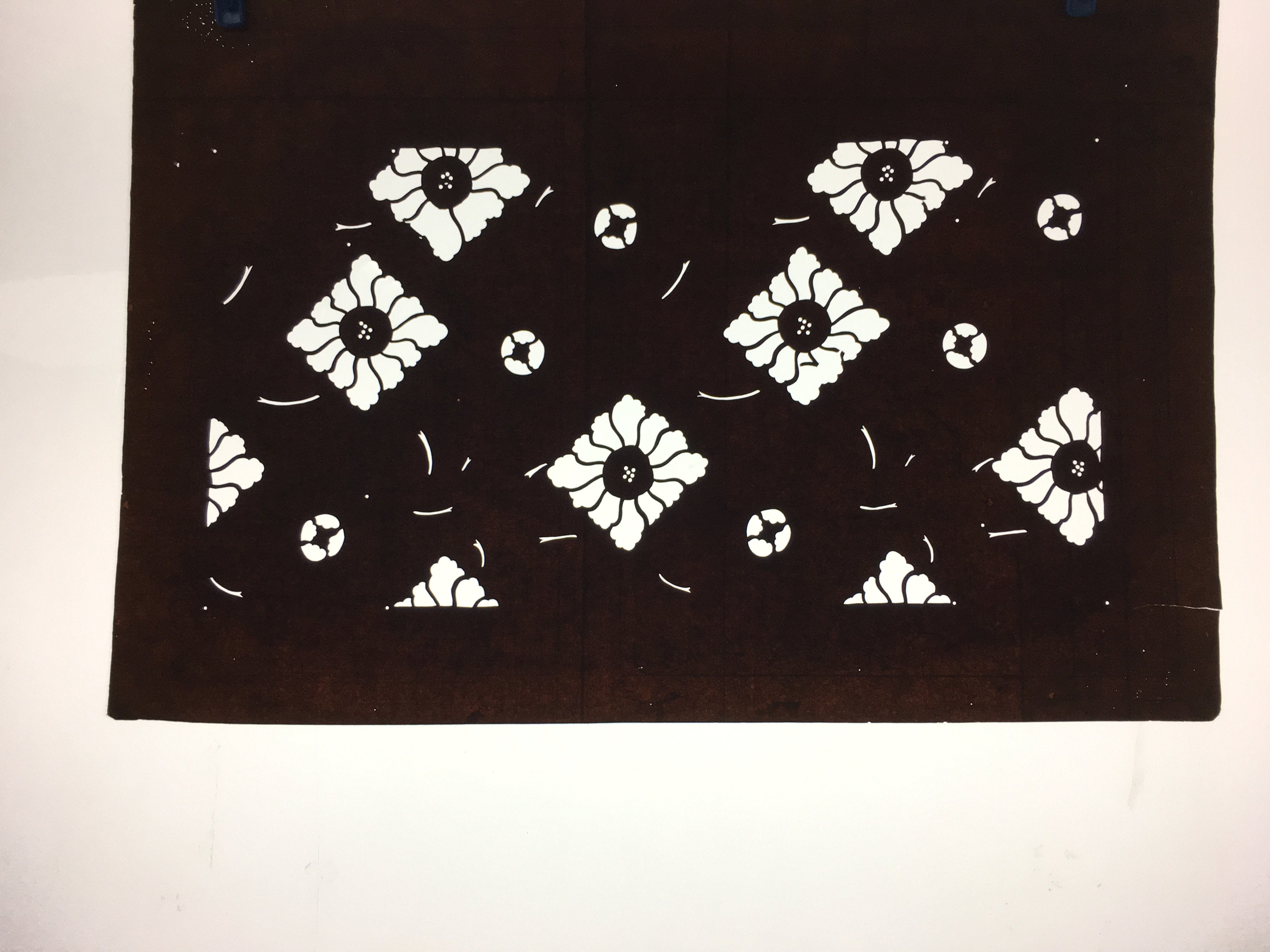 Japanese Antique Ise Katagami Kimono Stencil Edo Era Plus Floral Pattern A337