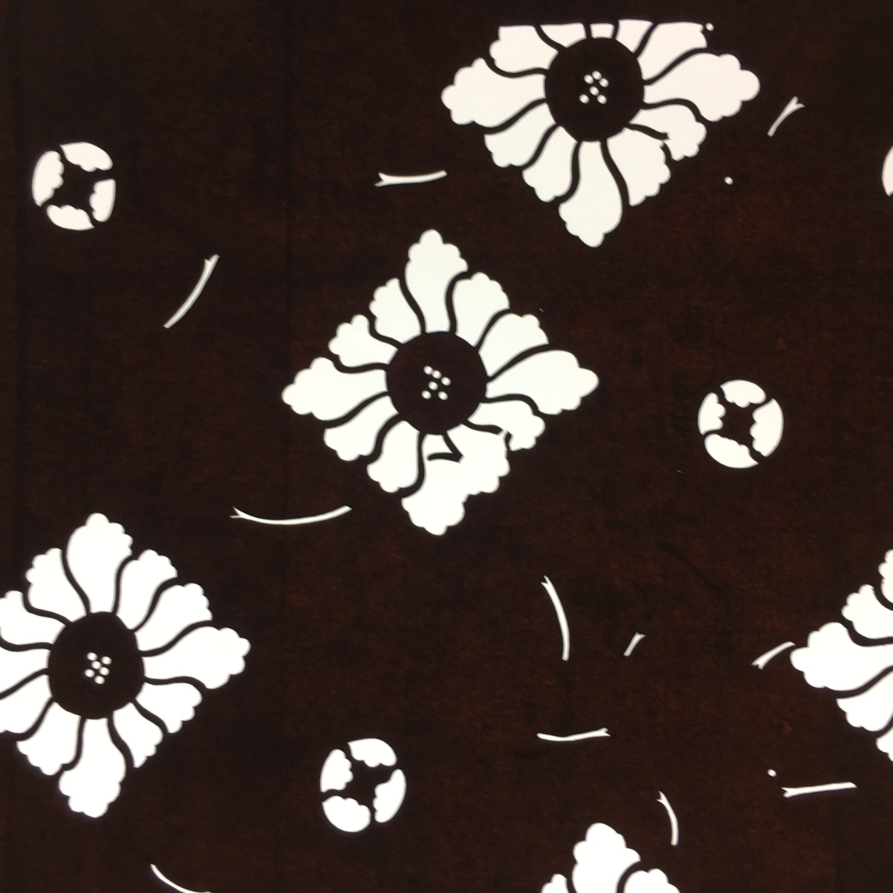 Japanese Antique Ise Katagami Kimono Stencil Edo Era Plus Floral Pattern A337