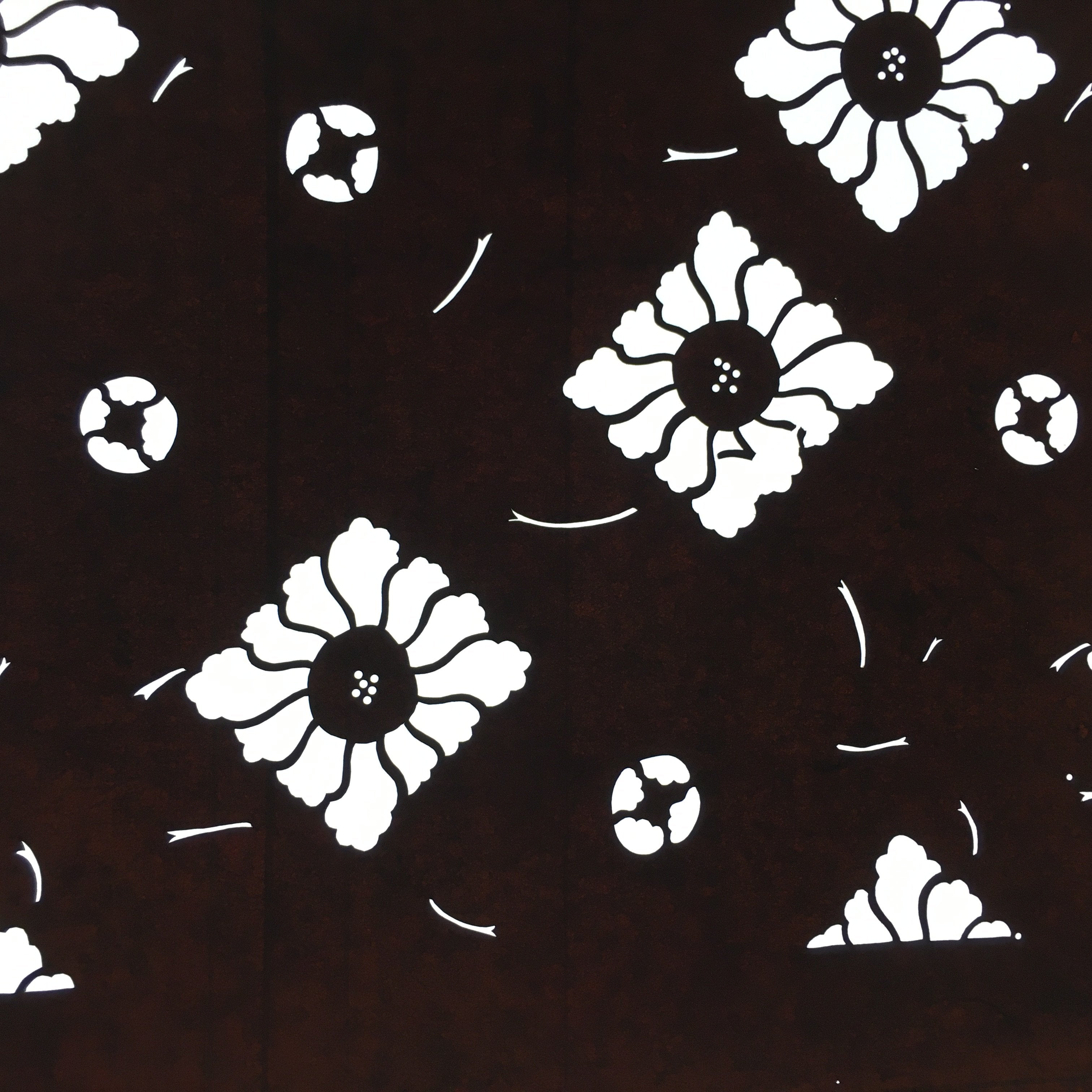 Japanese Antique Ise Katagami Kimono Stencil Edo Era Plus Floral Pattern A337