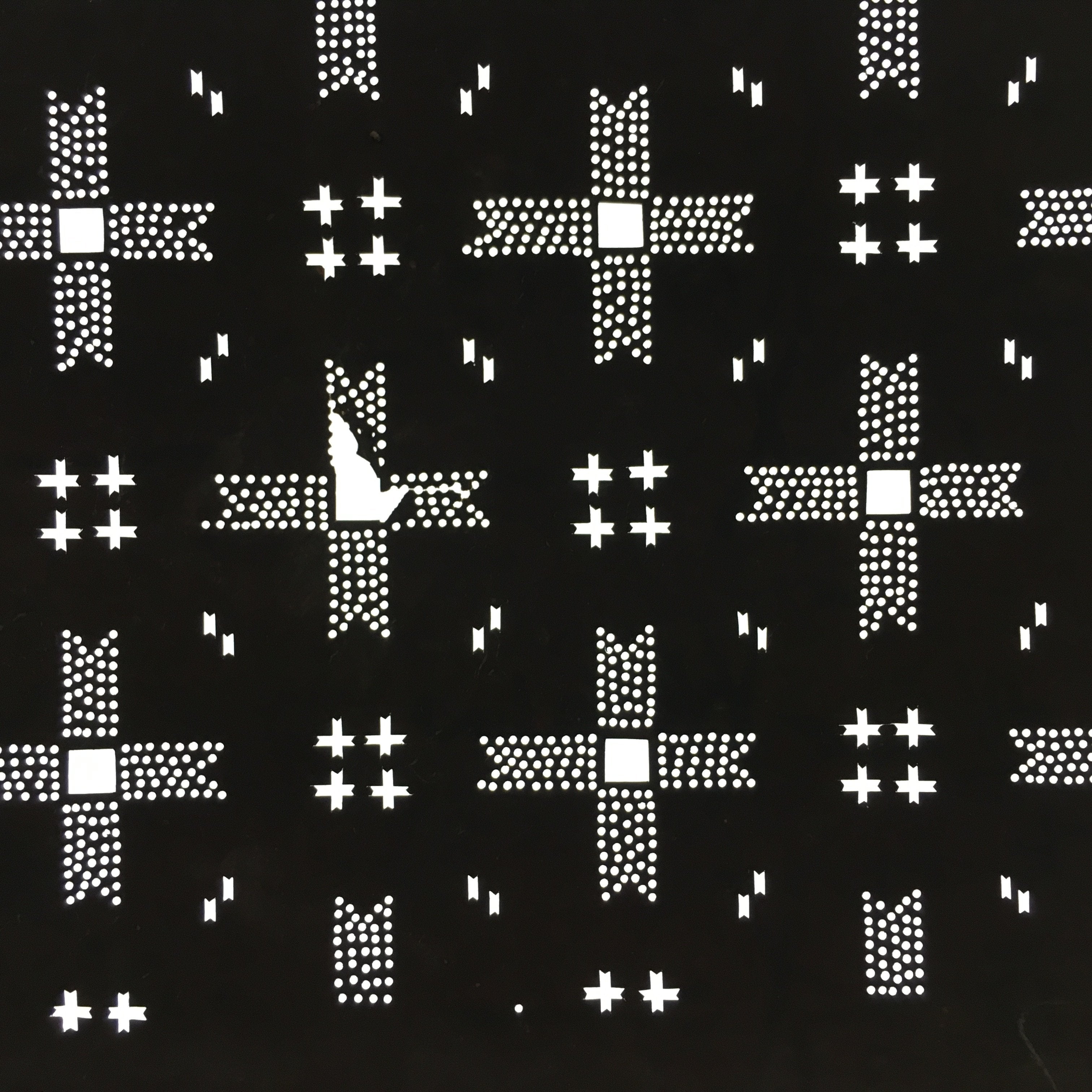 Japanese Antique Ise Katagami Kimono Stencil Edo Era Plus Sign Pattern A311