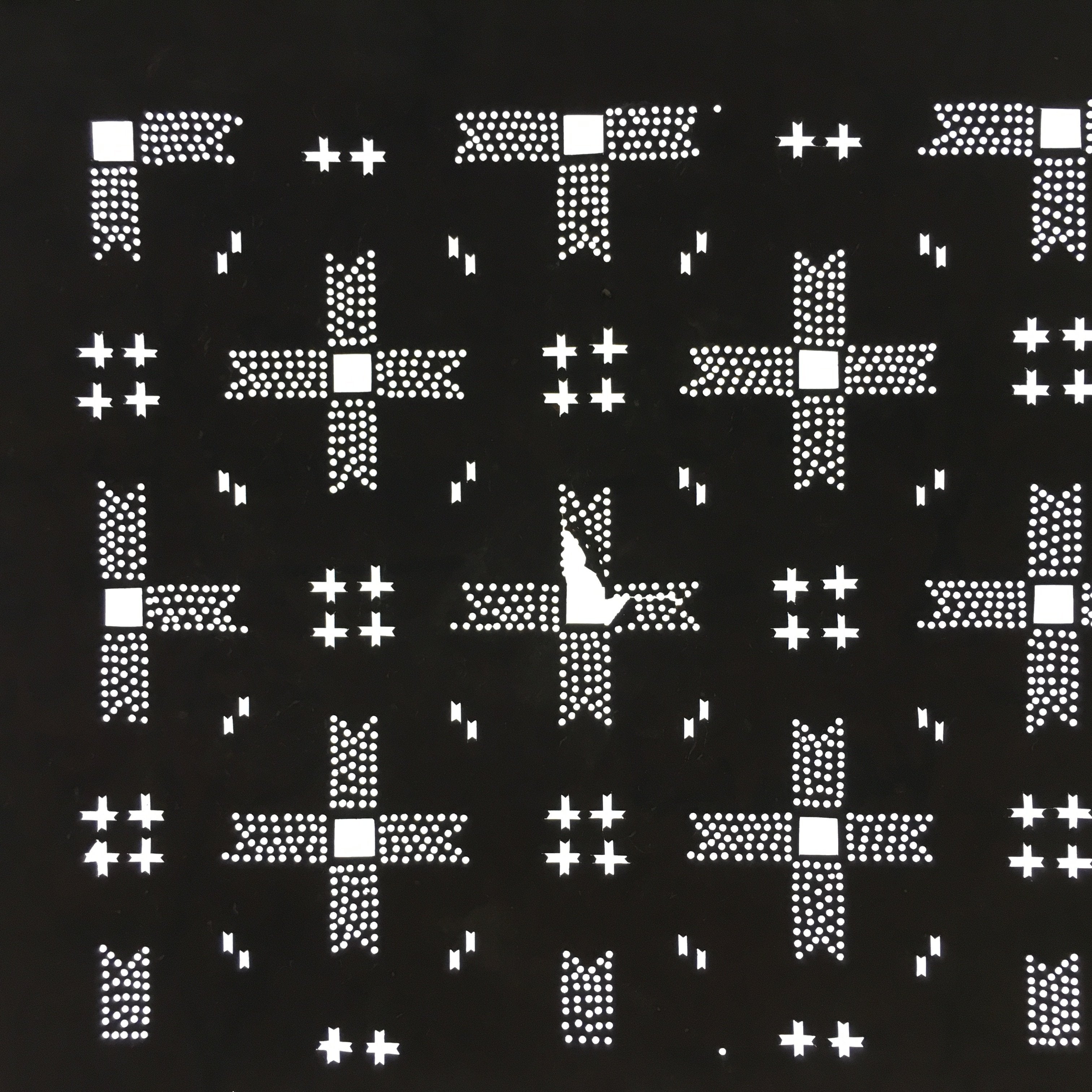 Japanese Antique Ise Katagami Kimono Stencil Edo Era Plus Sign Pattern A311