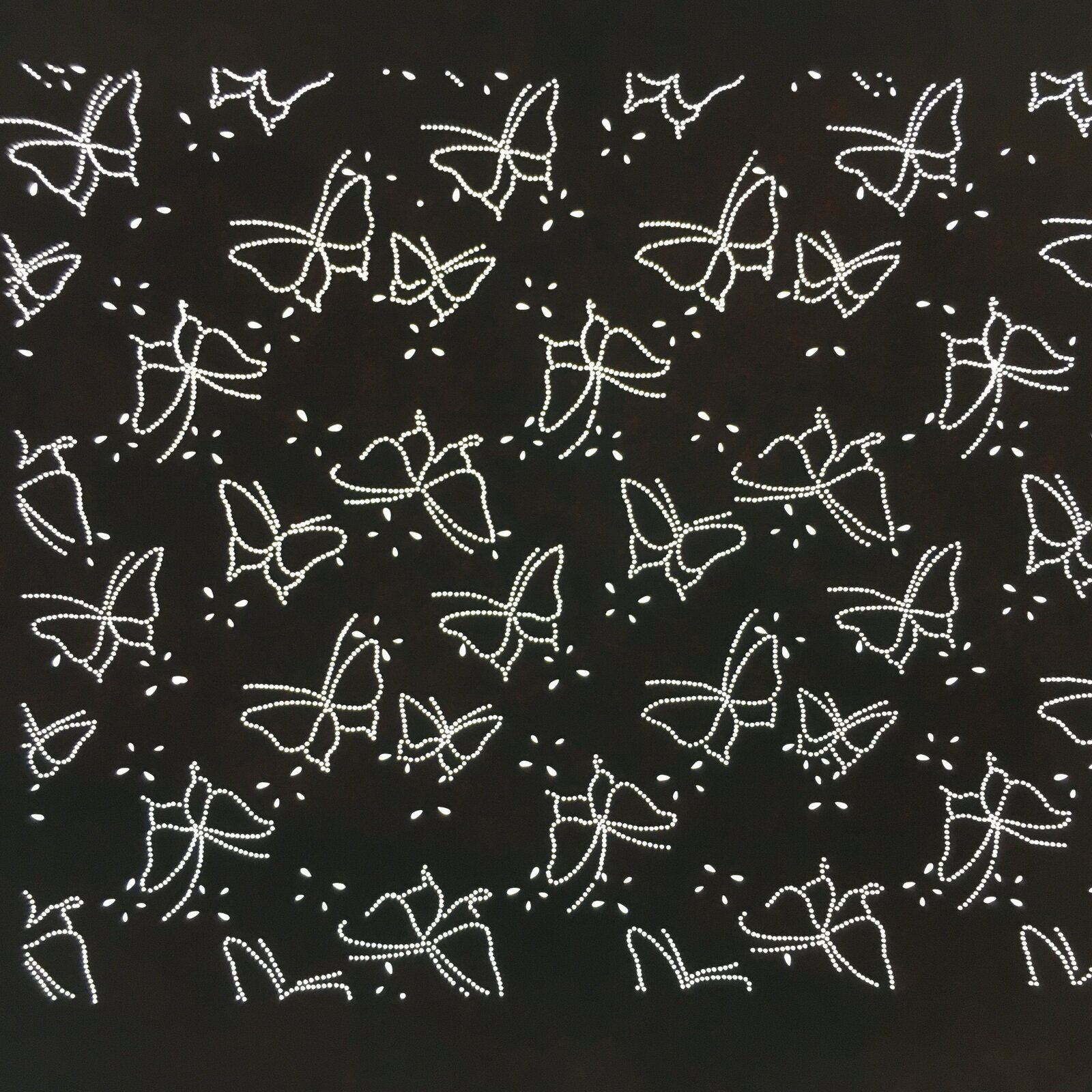 Japanese Antique Ise Katagami Paper Kimono Stencil Edo Butterfly Pattern A529