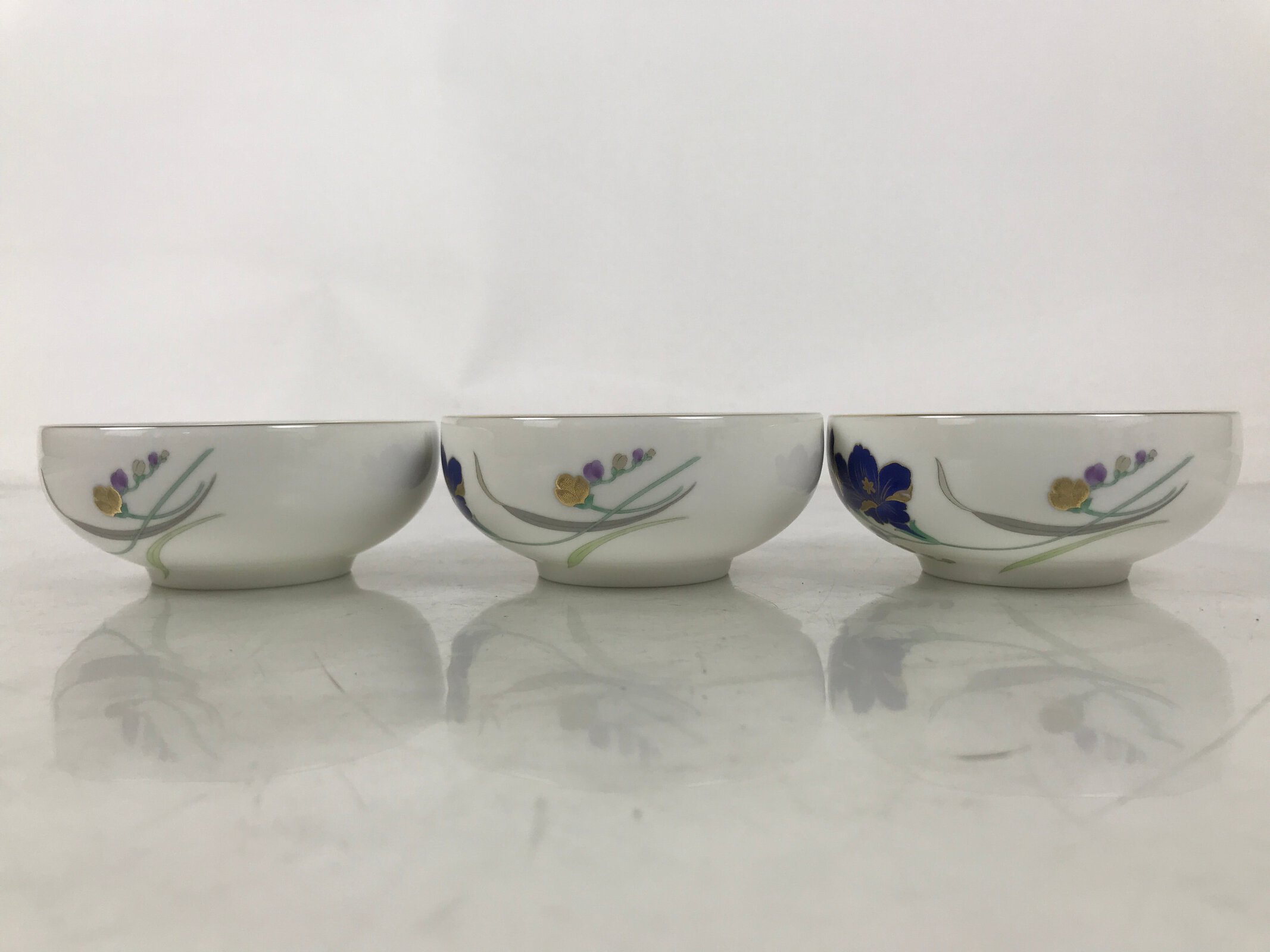 Japanese Arita Ware Porcelain Small Bowls 6pc Set Vtg Kozuke Blue Flower PX792