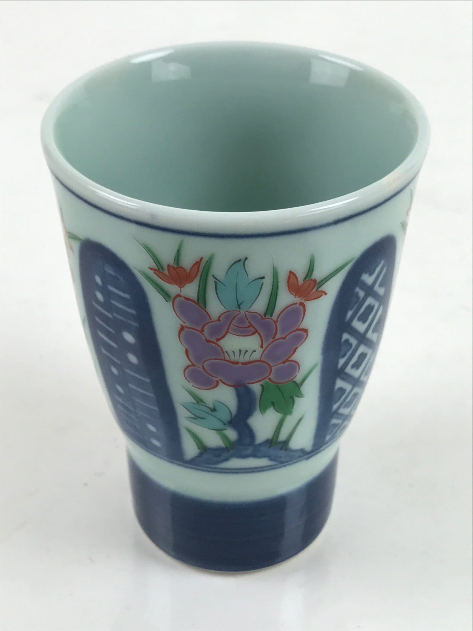 Japanese Arita Ware Porcelain Teacup Vtg Sometsuke Camellia Blue White TC512