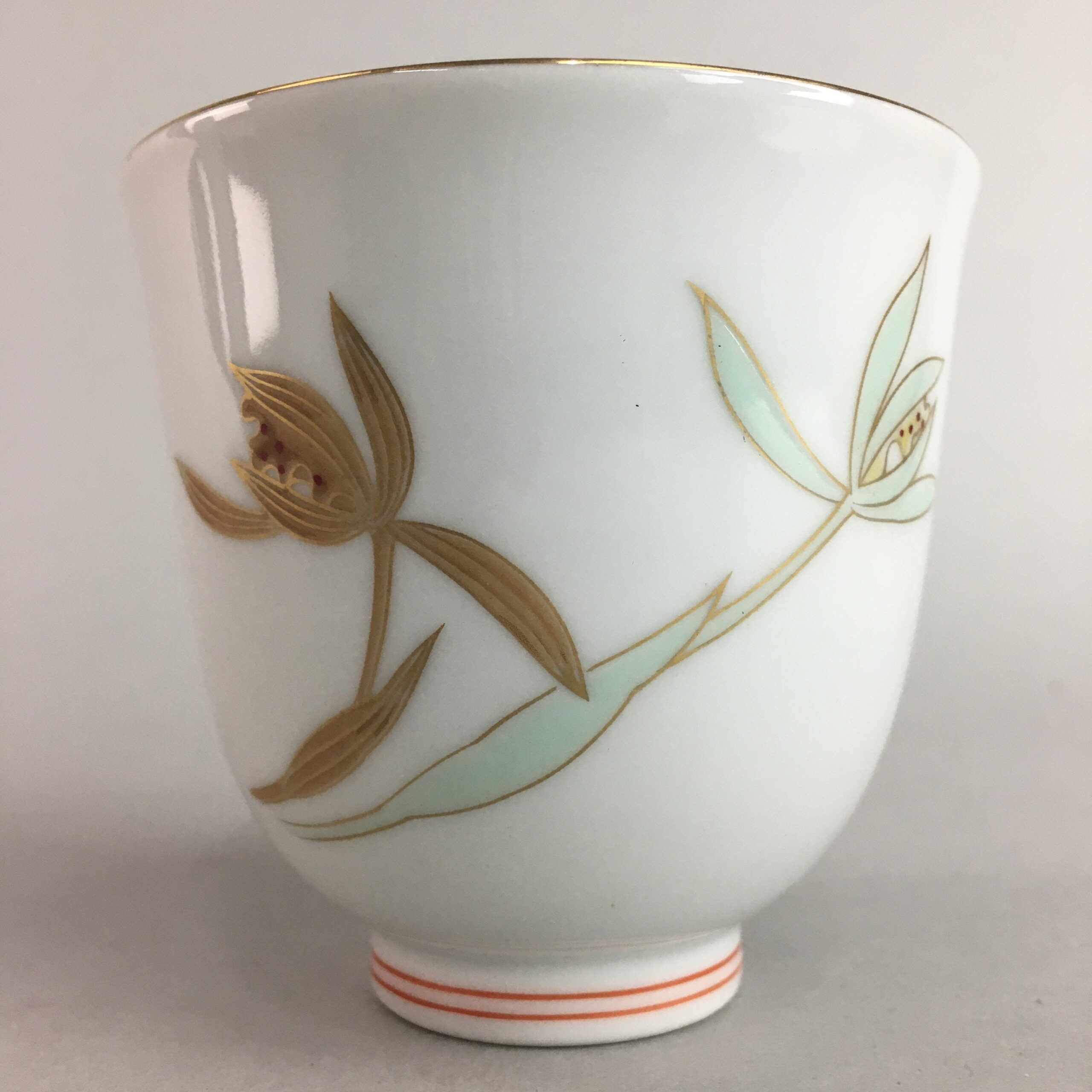 Japanese Arita ware Porcelain Teacup Vtg Fukagawa Yunomi Floral QT52