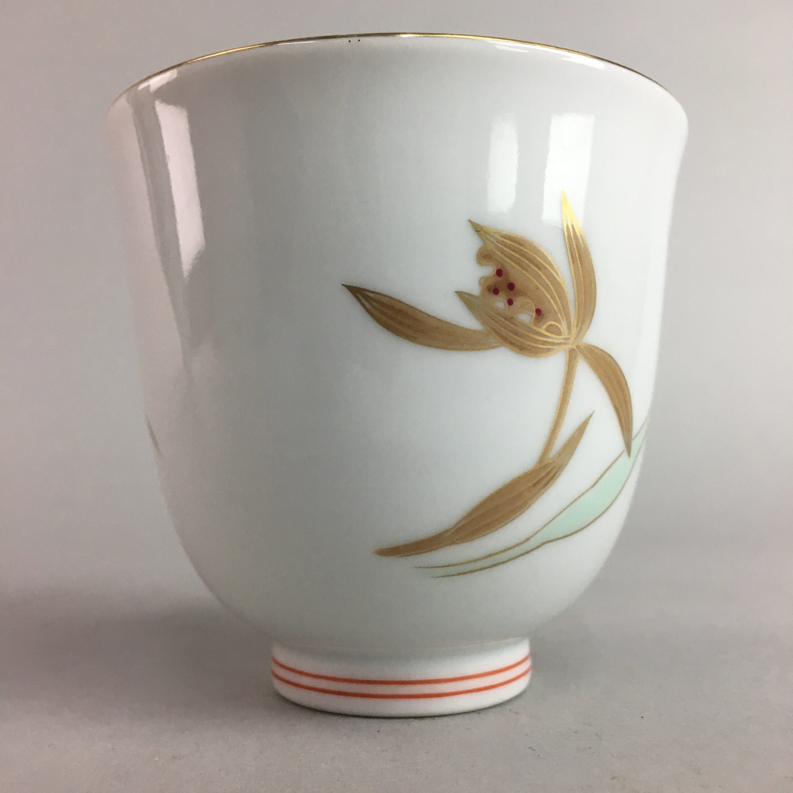 Japanese Arita ware Porcelain Teacup Vtg Fukagawa Yunomi Floral QT52