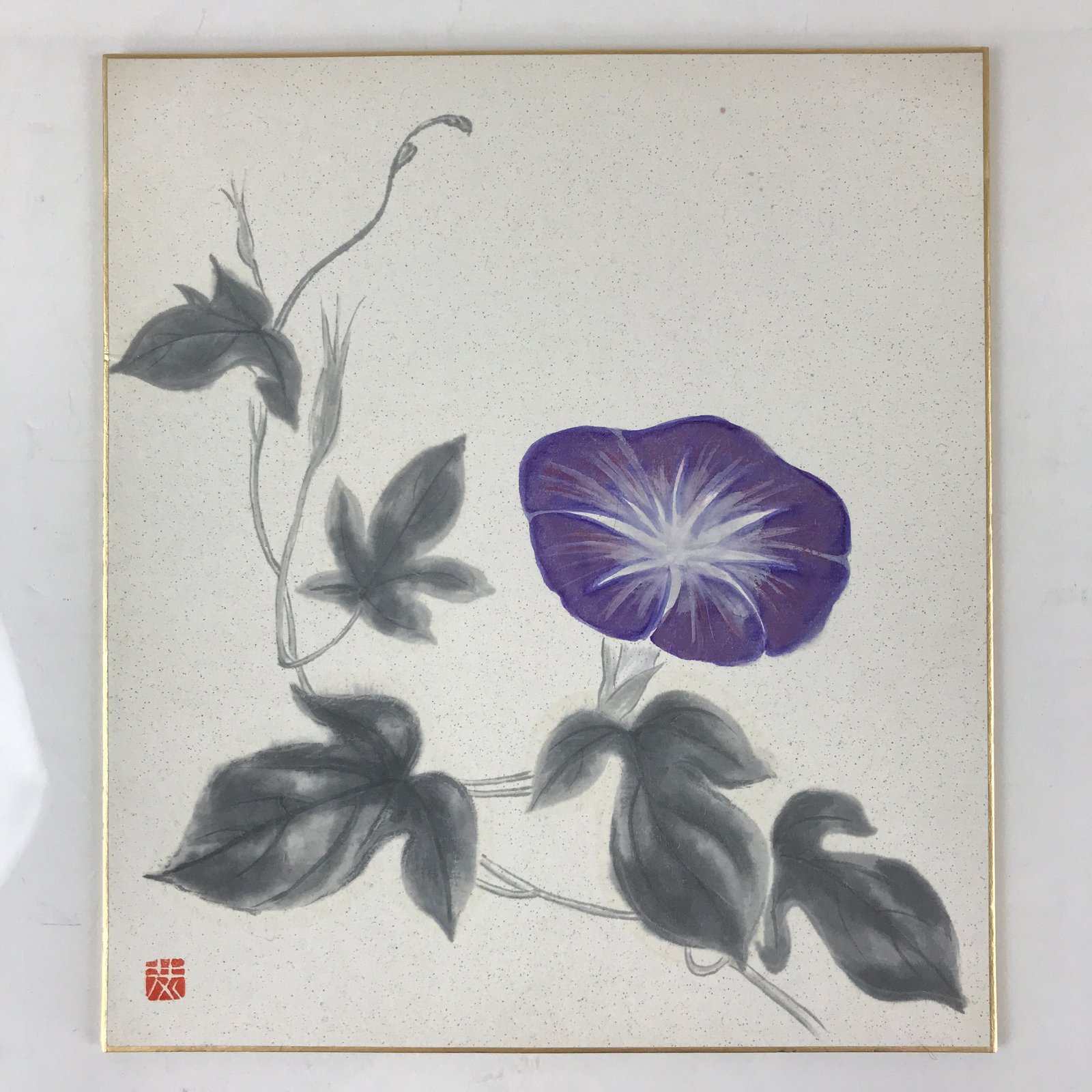 Japanese Art Board Painting Morning Glory Flower Shikishi Paper Hand Painted A4