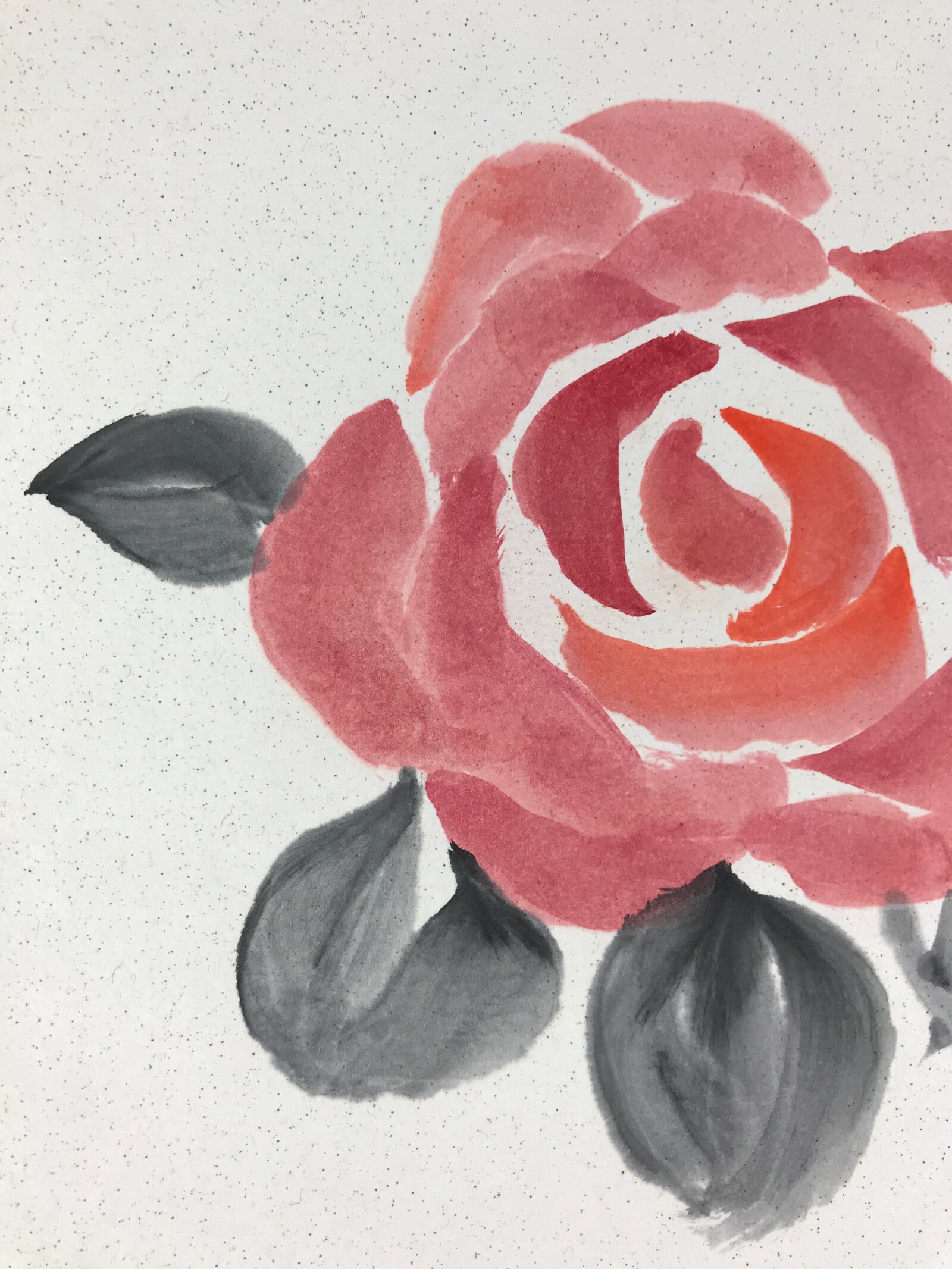 Japanese Art Board Painting Red Rose Vtg Hand Painted SigneShikishi Paper A481