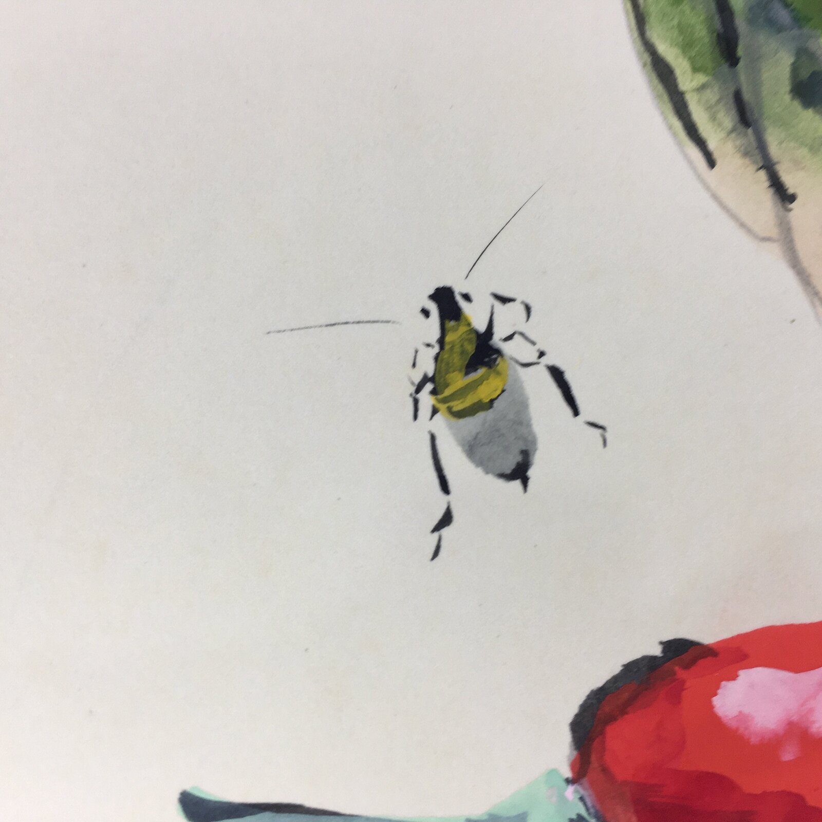 Japanese Art Board Vtg Shikishi Paper Hand Drawn Picture Pumpkin Carrot A342