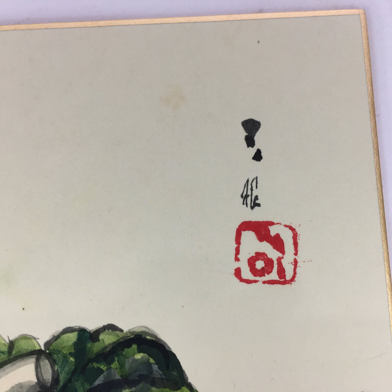 Japanese Art Board Vtg Shikishi Paper Hand Drawn Picture Pumpkin Carrot A342