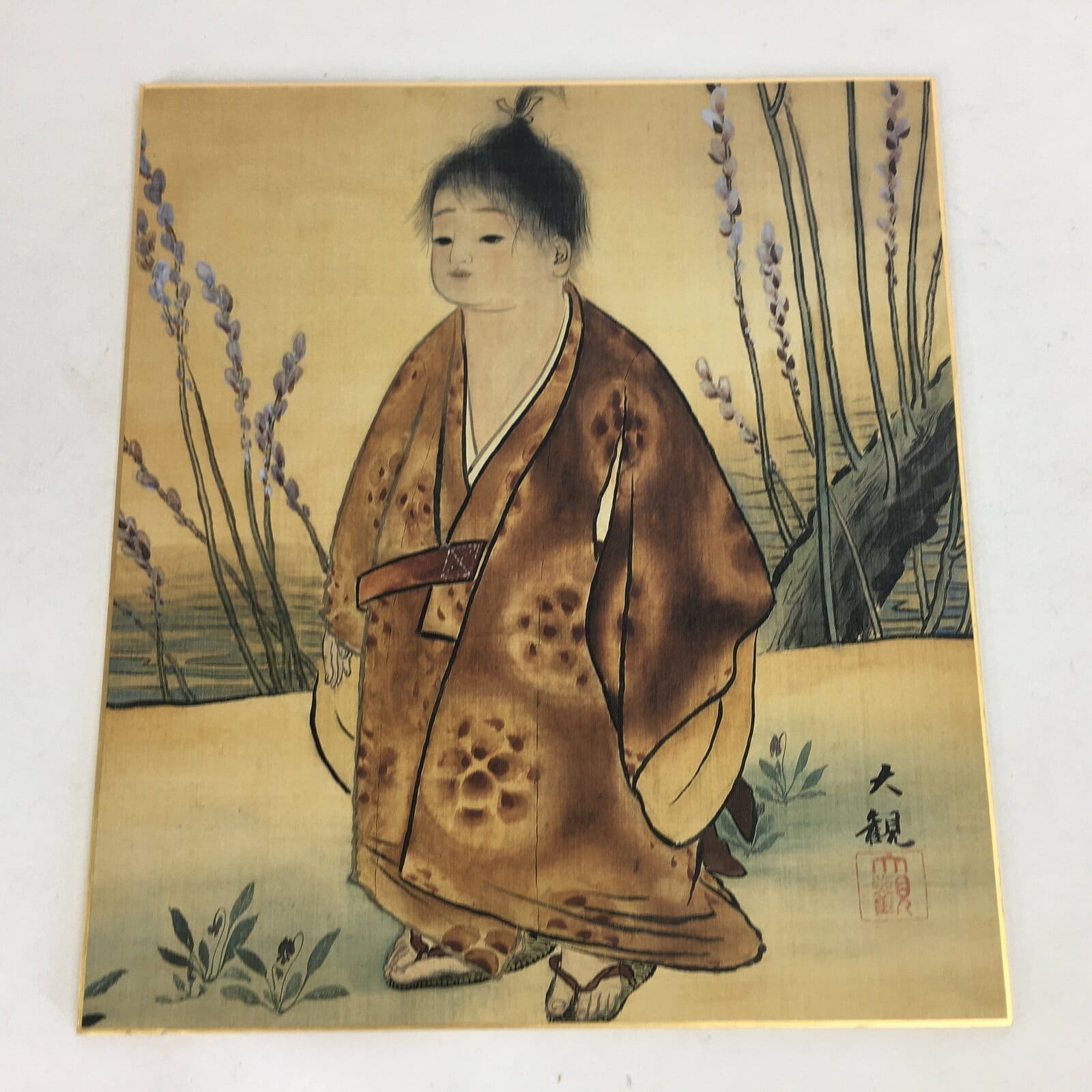 Japanese Art Board Vtg Shikishi Paper Printed Duplicate Picture Taikan Yokoyama