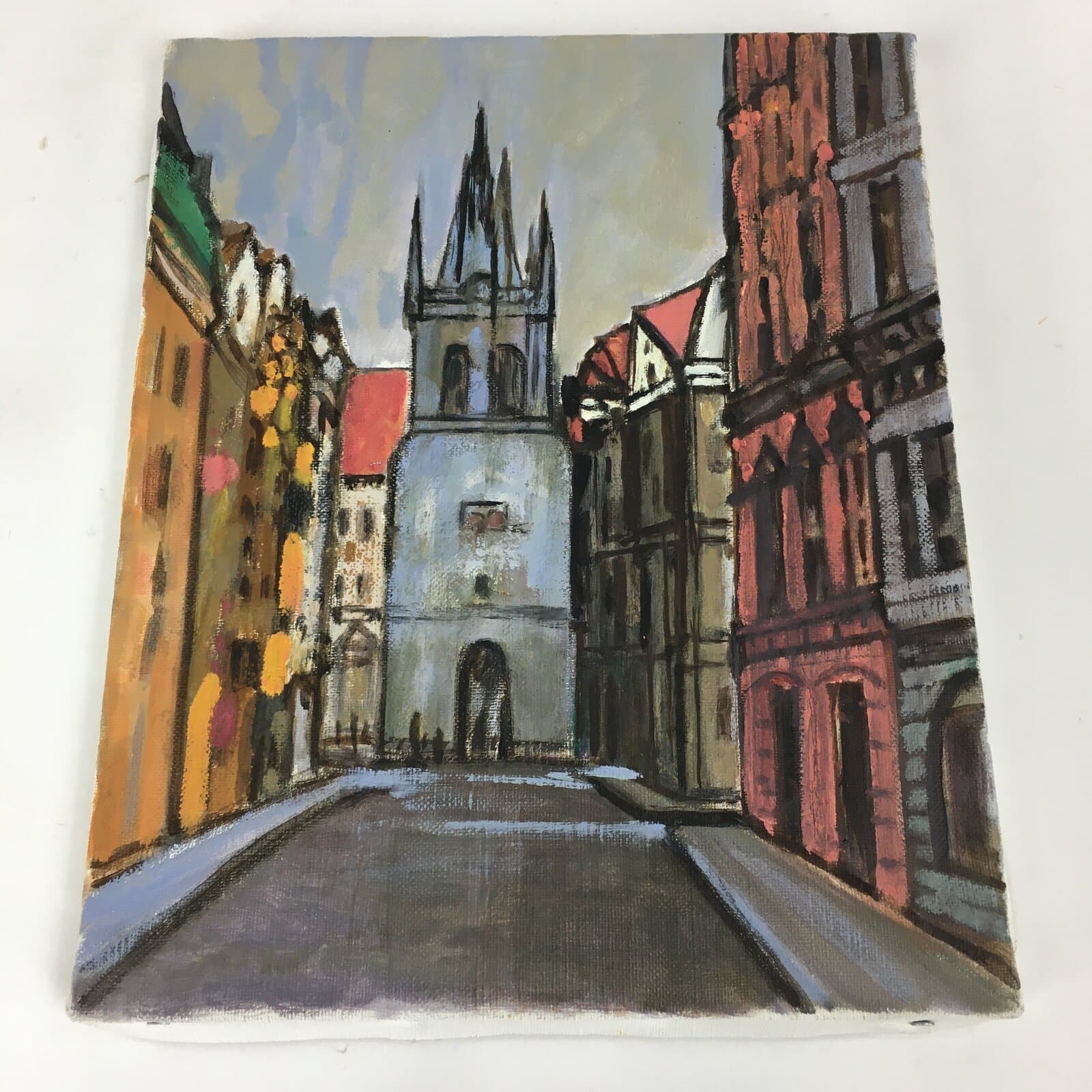 Japanese Art Church Street Oil Painting Picture Unframed Yoshihiro Hagino FL46