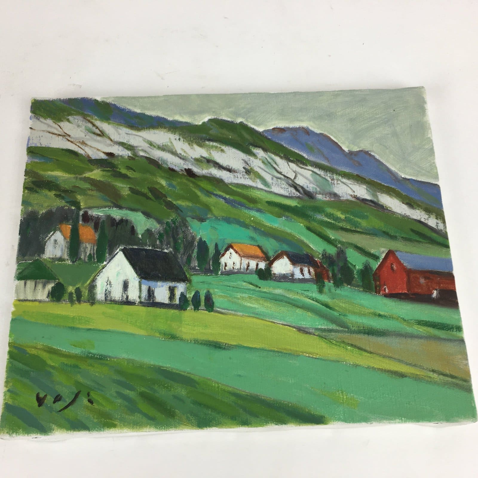 Japanese Art Norway Farm Oil Painting Picture Unframed Yoshihiro Hagino FL43