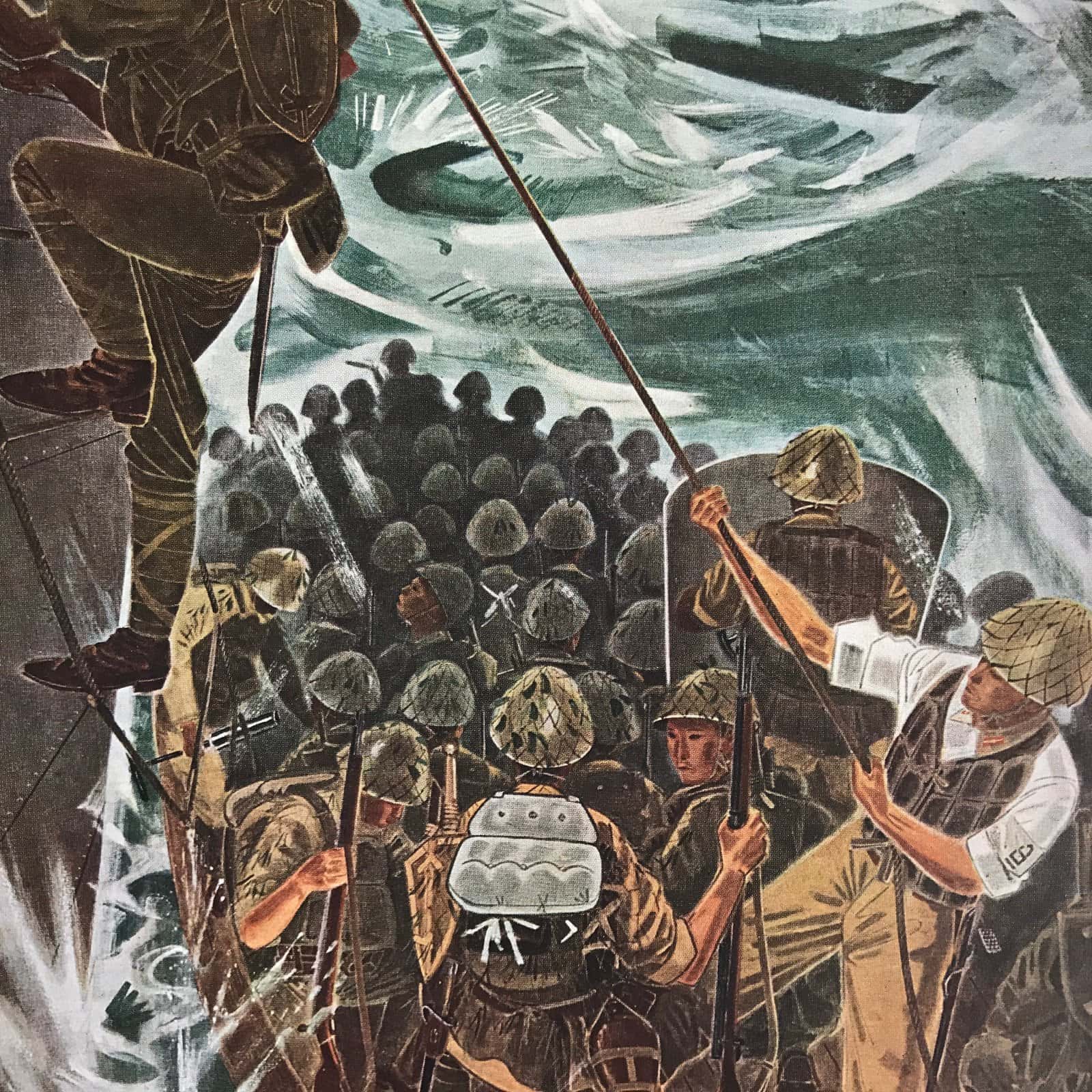 Japanese Art Print Reproduction Military Battle Borneo WWII Pacific War FL471