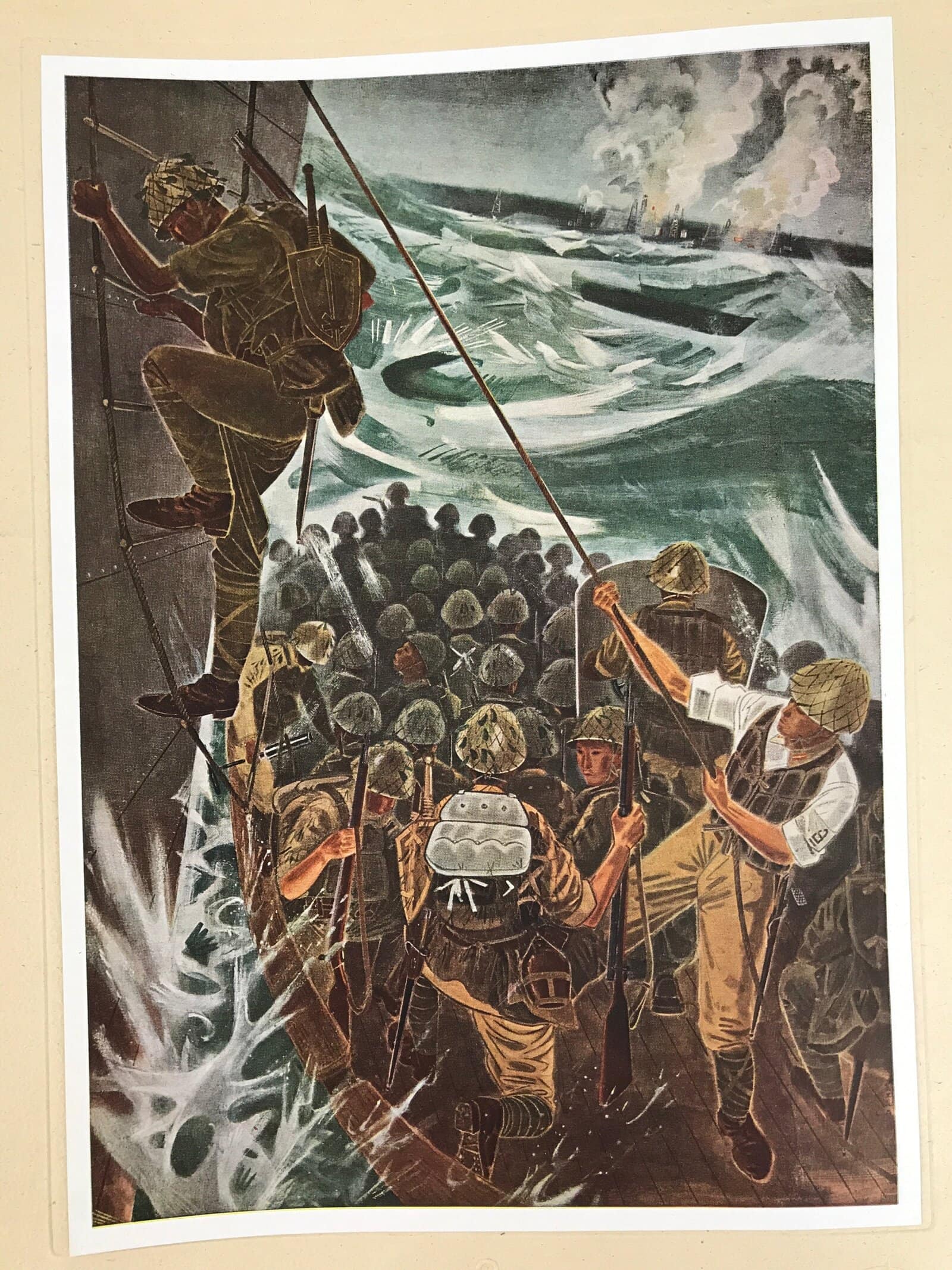 Japanese Art Print Reproduction Military Battle Borneo WWII Pacific War FL471