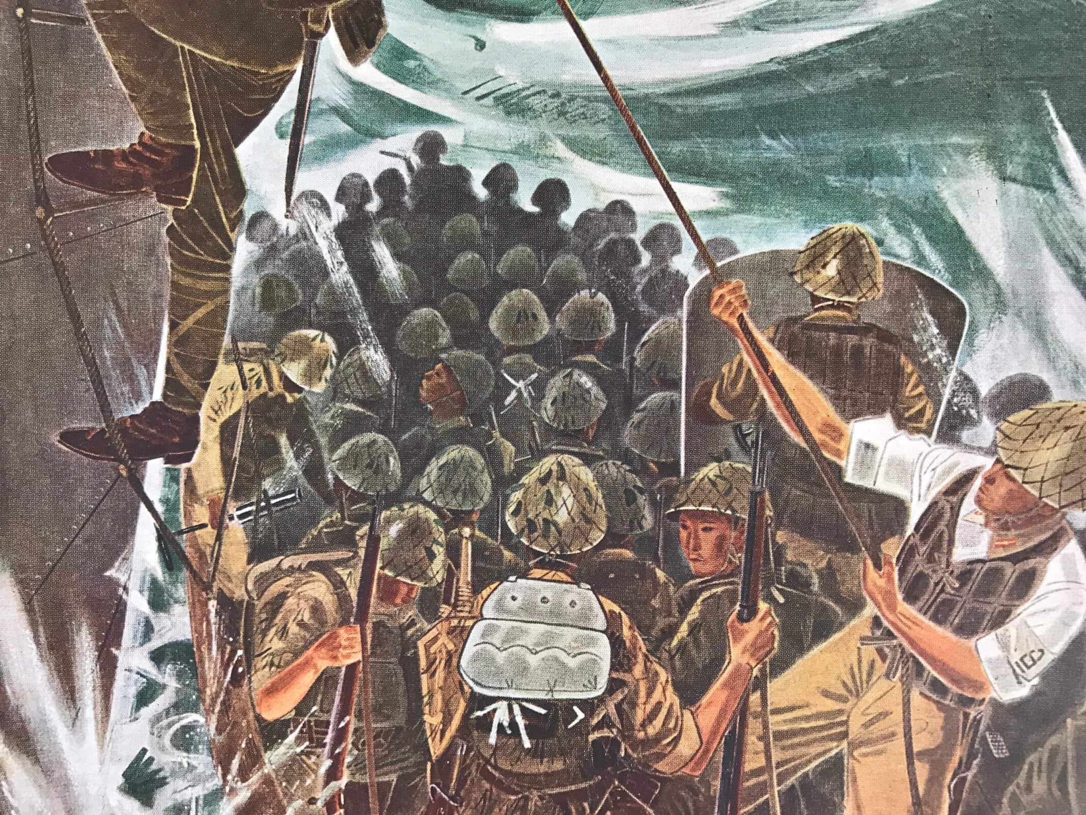 Japanese Art Print Reproduction Military Battle Borneo WWII Pacific War FL471