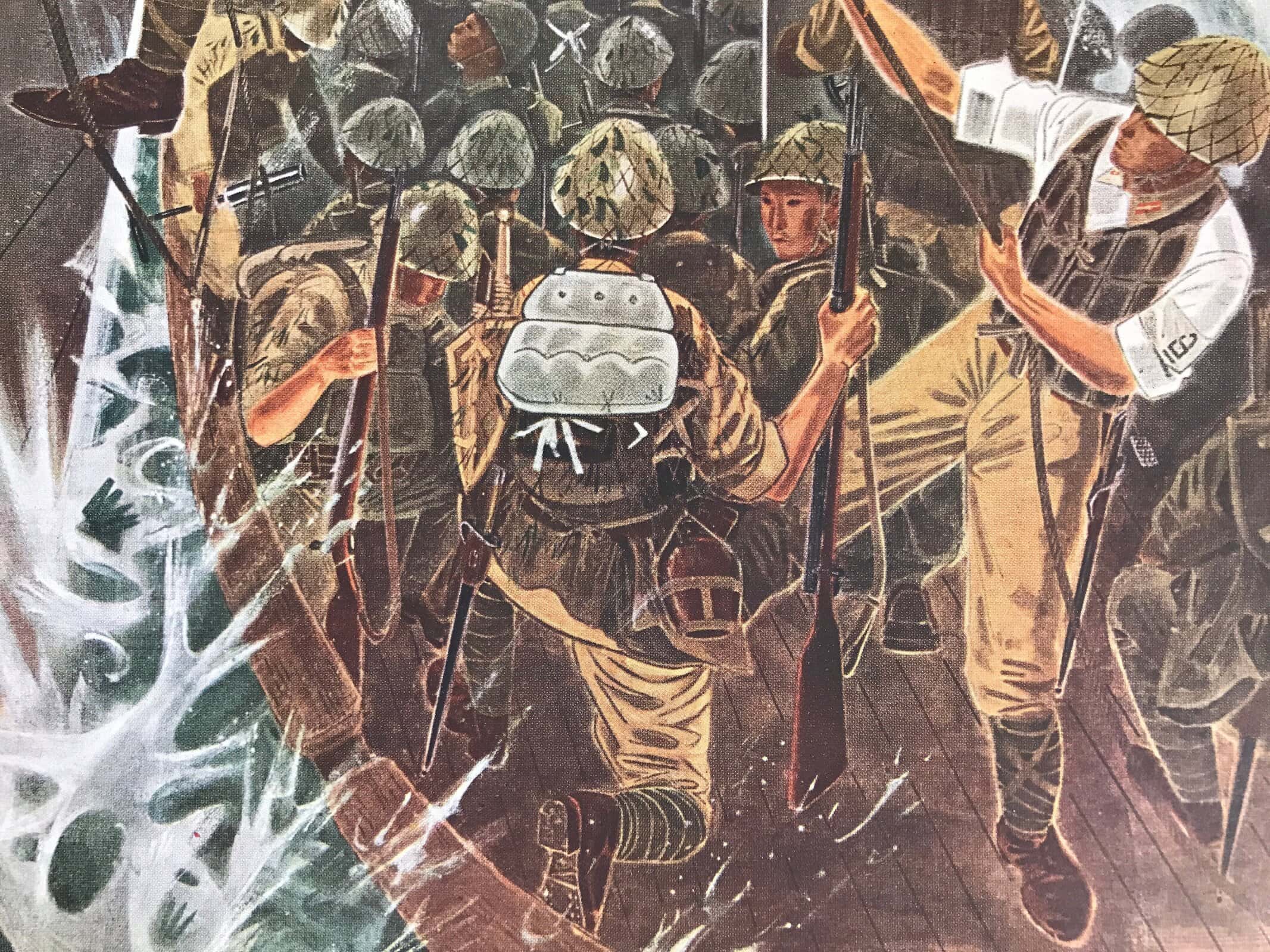 Japanese Art Print Reproduction Military Battle Borneo WWII Pacific War FL471