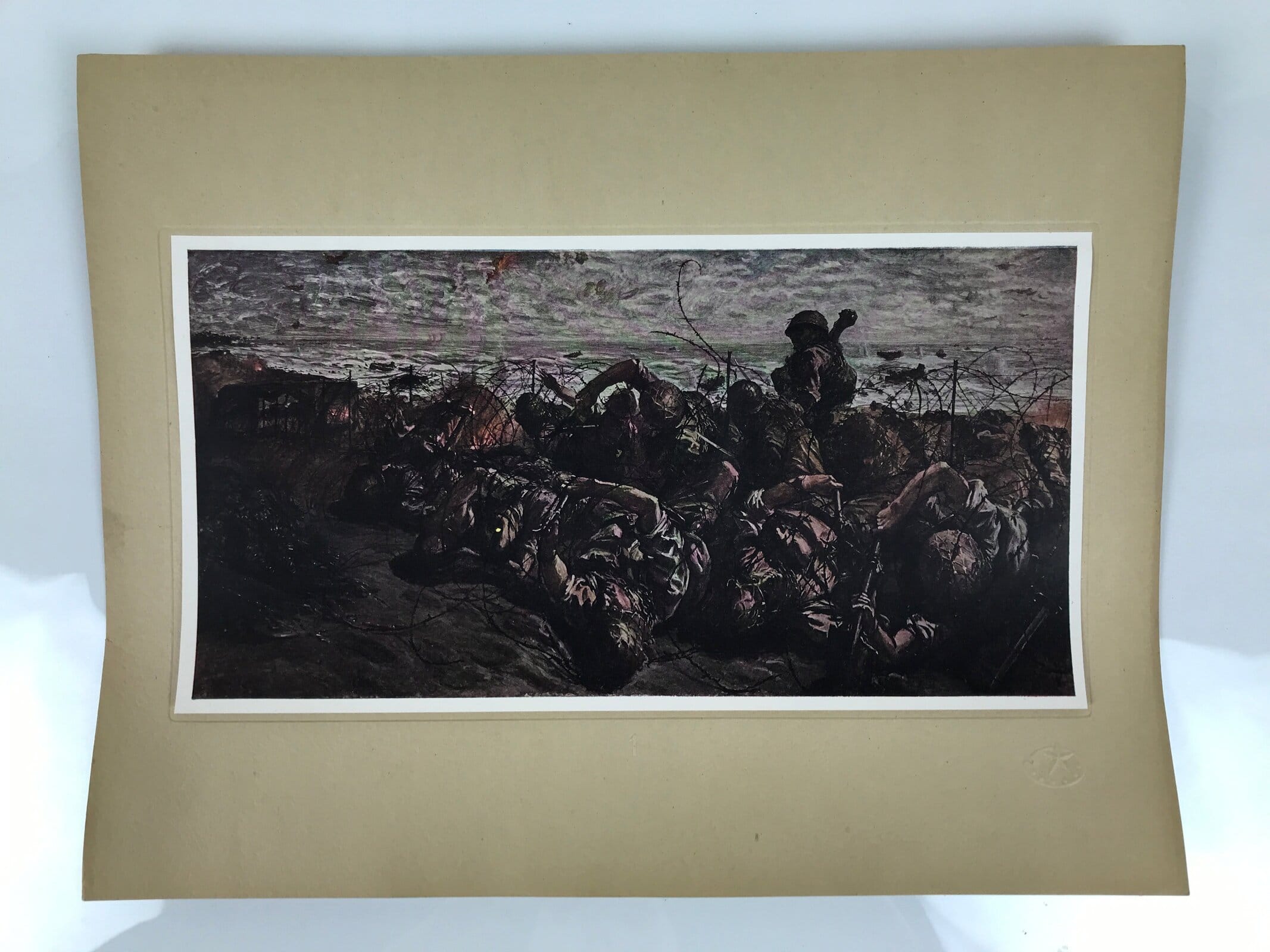 Japanese Art Print Reproduction Military Drawing Kota Bharu WWII Pacific FL470