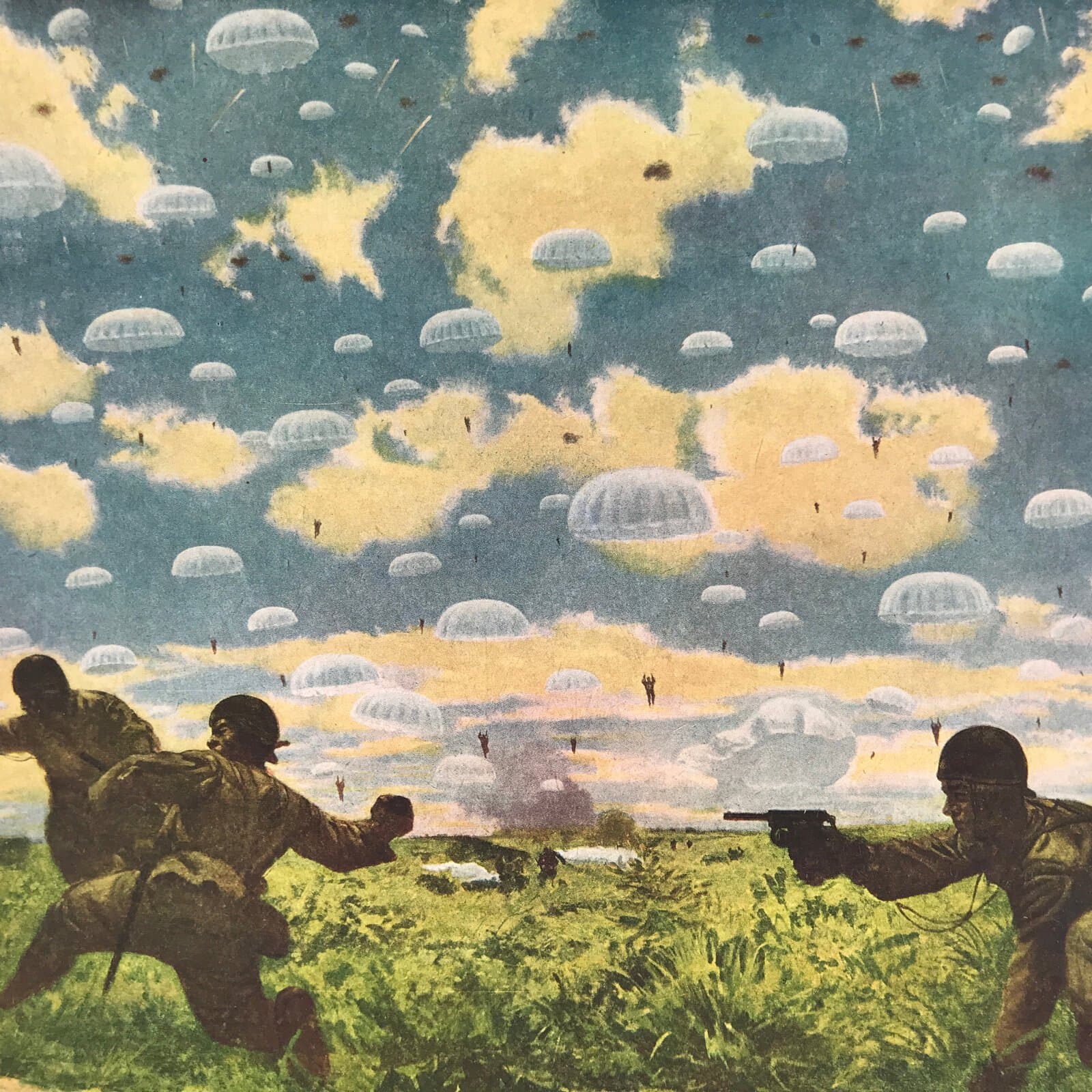 Japanese Art Print Reproduction Military Parachutists Palembang WWII War FL481