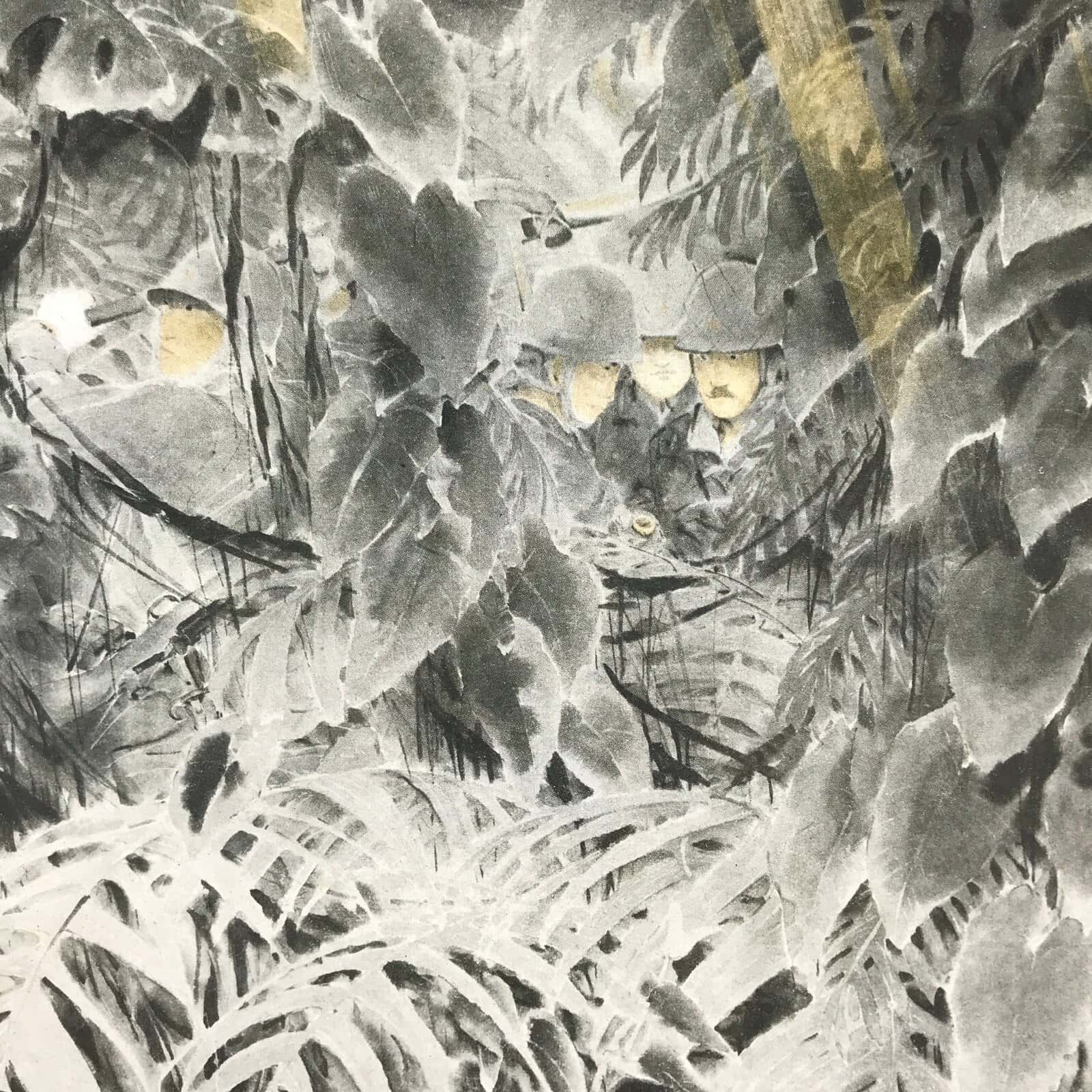 Japanese Art Print Reproduction Military Soldiers Jungle WWII Pacific War FL477