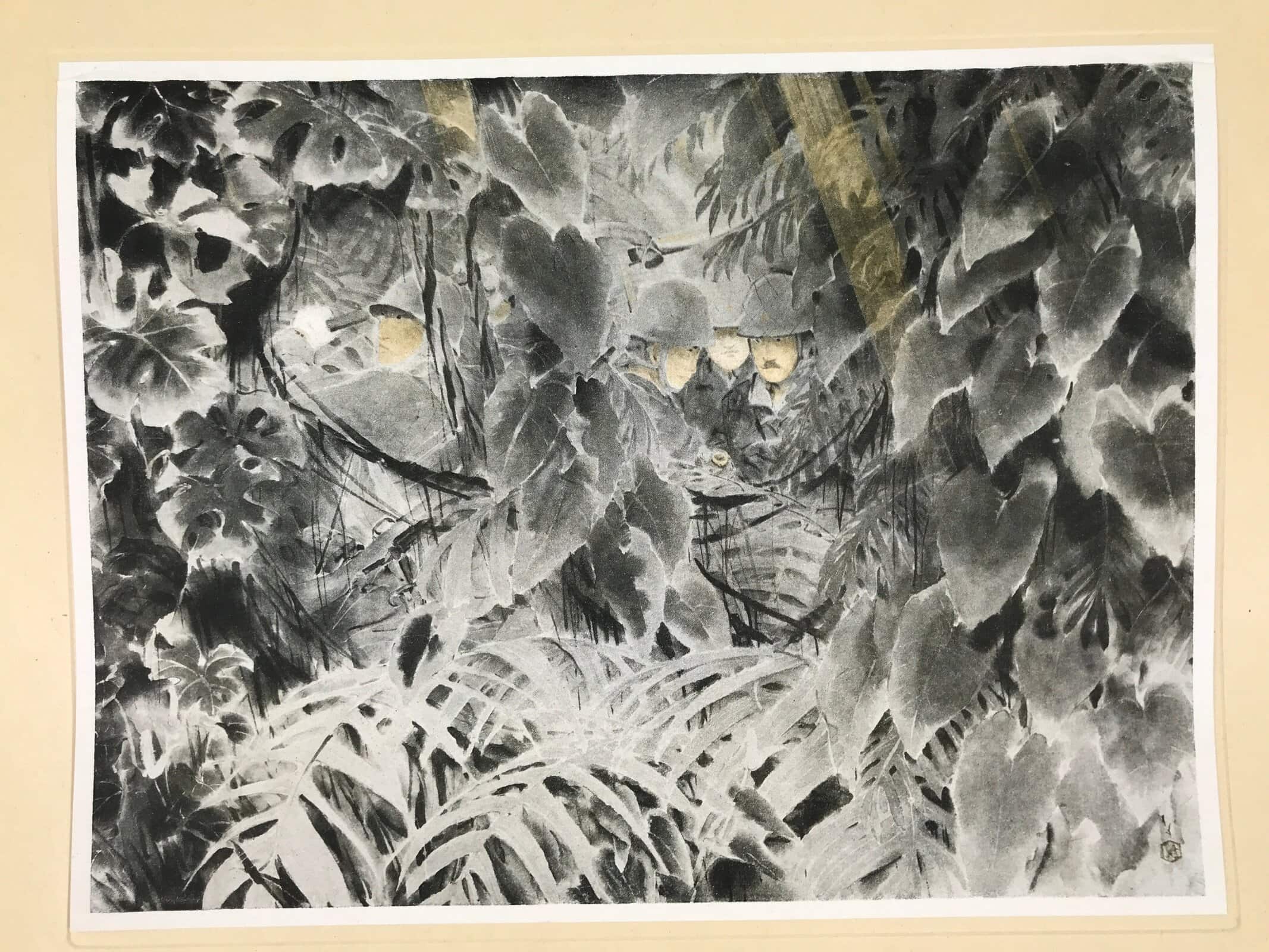 Japanese Art Print Reproduction Military Soldiers Jungle WWII Pacific War FL477