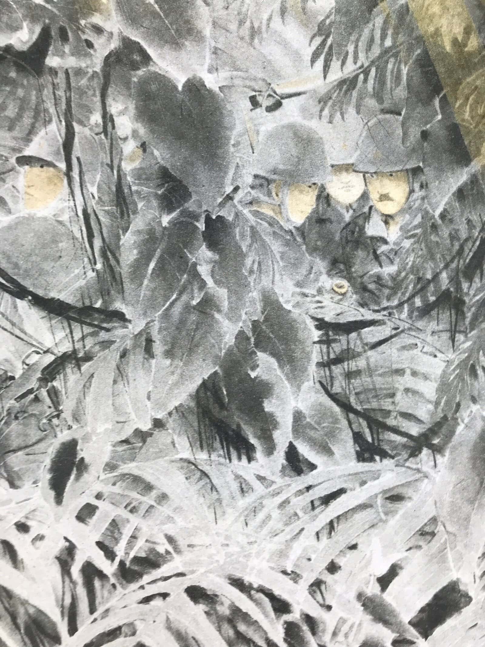 Japanese Art Print Reproduction Military Soldiers Jungle WWII Pacific War FL477