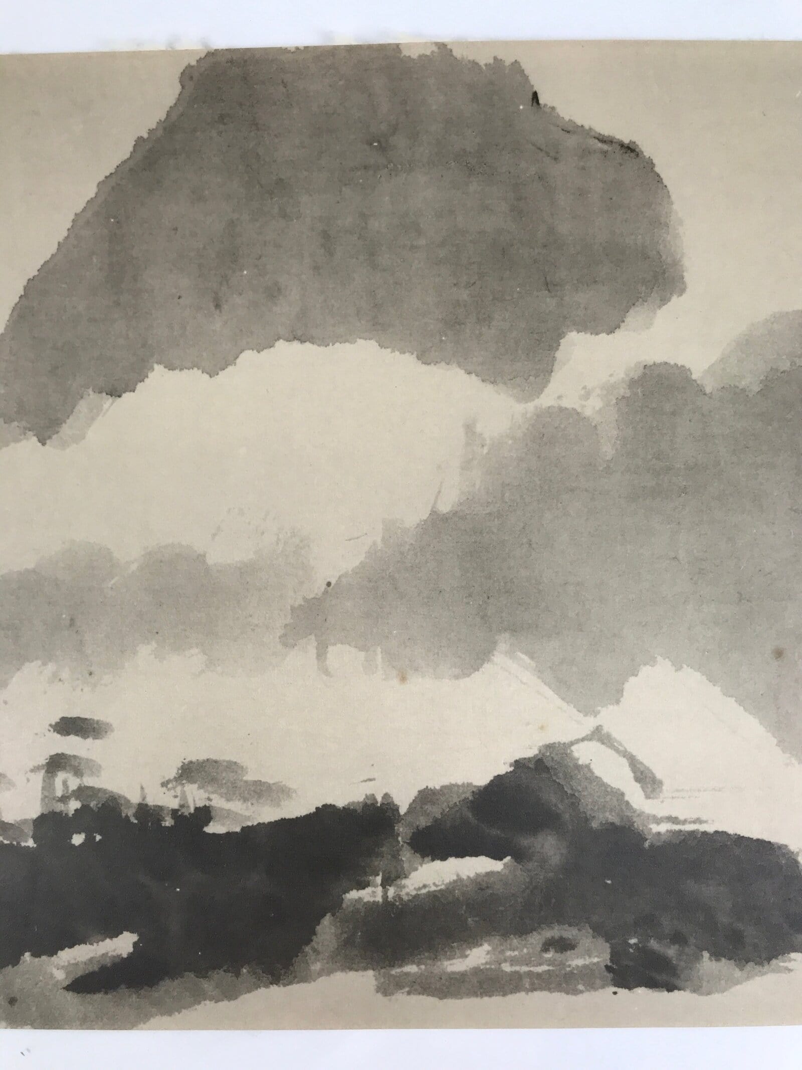 Japanese Art Print Reproduction Rosanji Mountain Landscape Black Ink Paper FL433