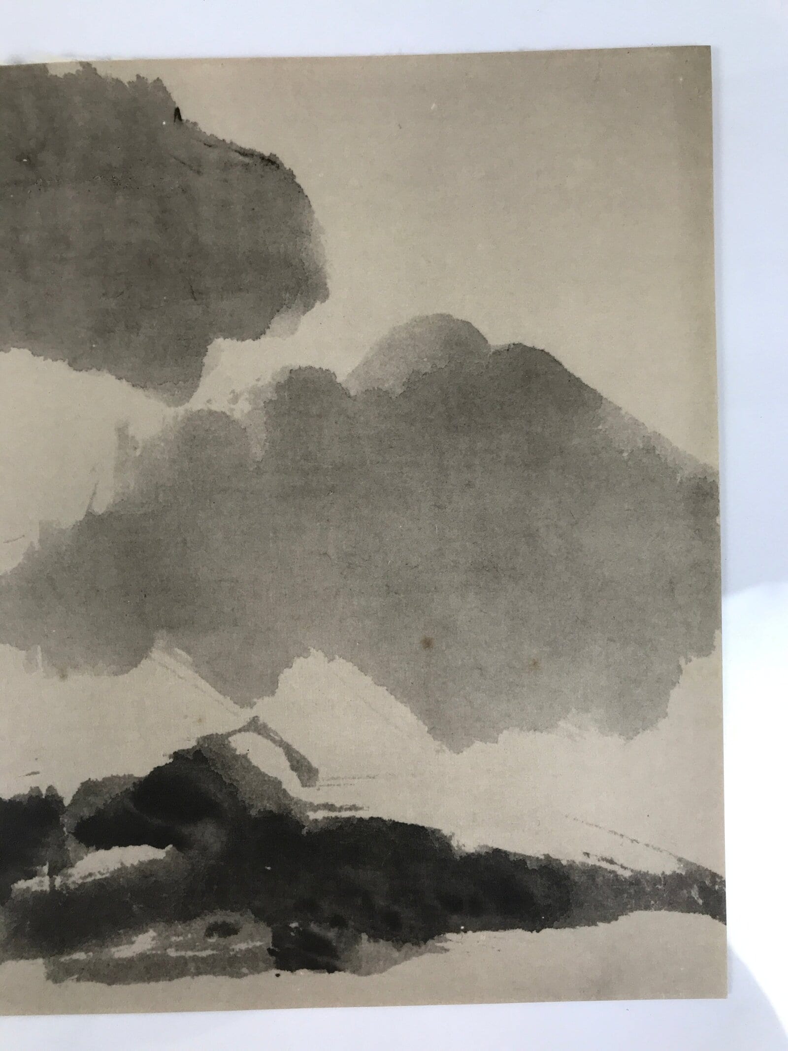 Japanese Art Print Reproduction Rosanji Mountain Landscape Black Ink Paper FL433