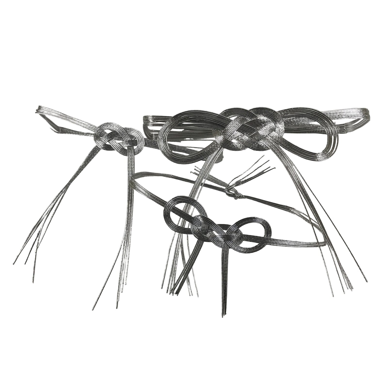 Japanese Awaji-Musubi Mizuhiki Ceremonial Knot 3pc Funeral Soushiki Silver BA828