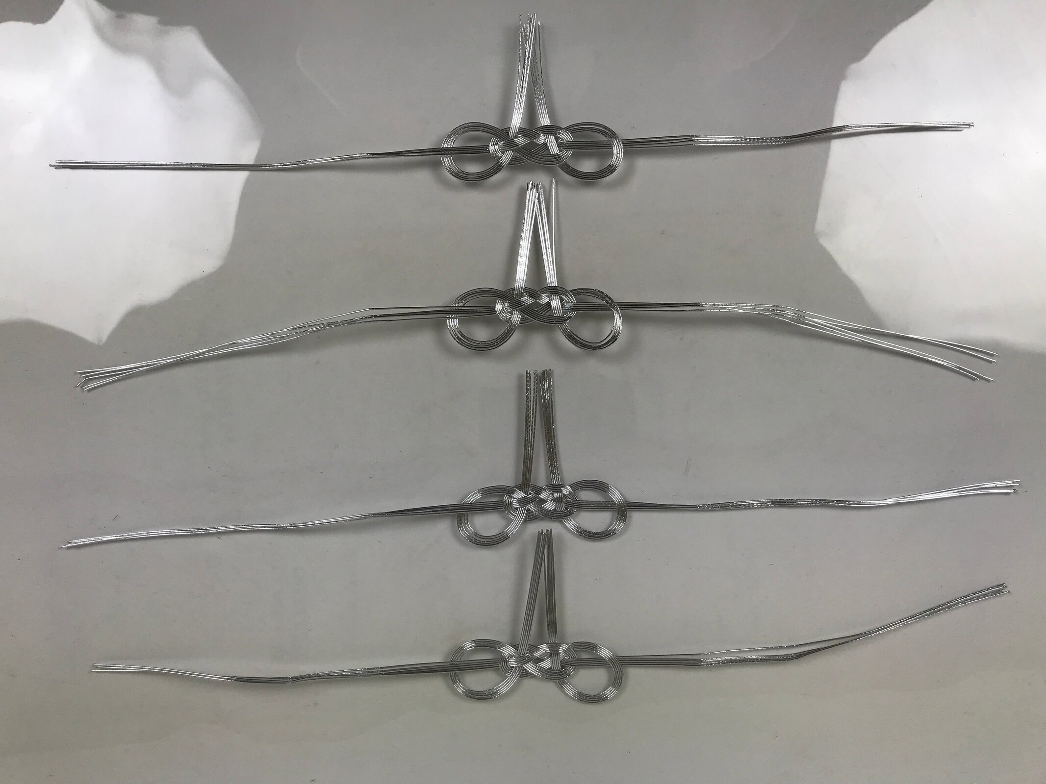 Japanese Awaji-Musubi Mizuhiki Ceremonial Knot 4pc Funeral Soushiki Silver BA830