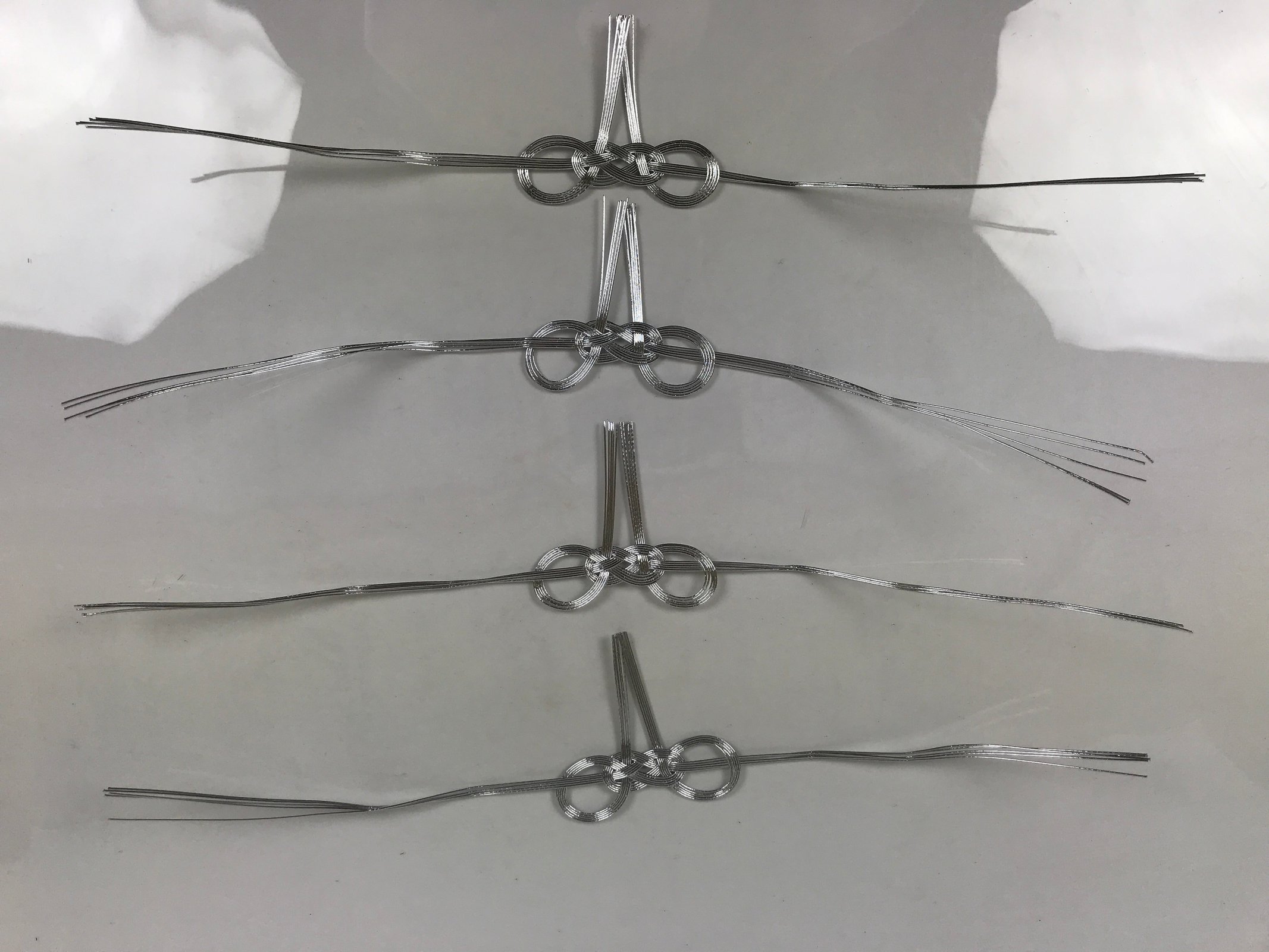 Japanese Awaji-Musubi Mizuhiki Ceremonial Knot 4pc Funeral Soushiki Silver BA830